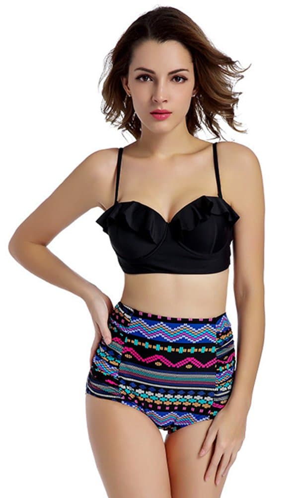 Women's High Waist Two Pieces Bikini Bathing Suit