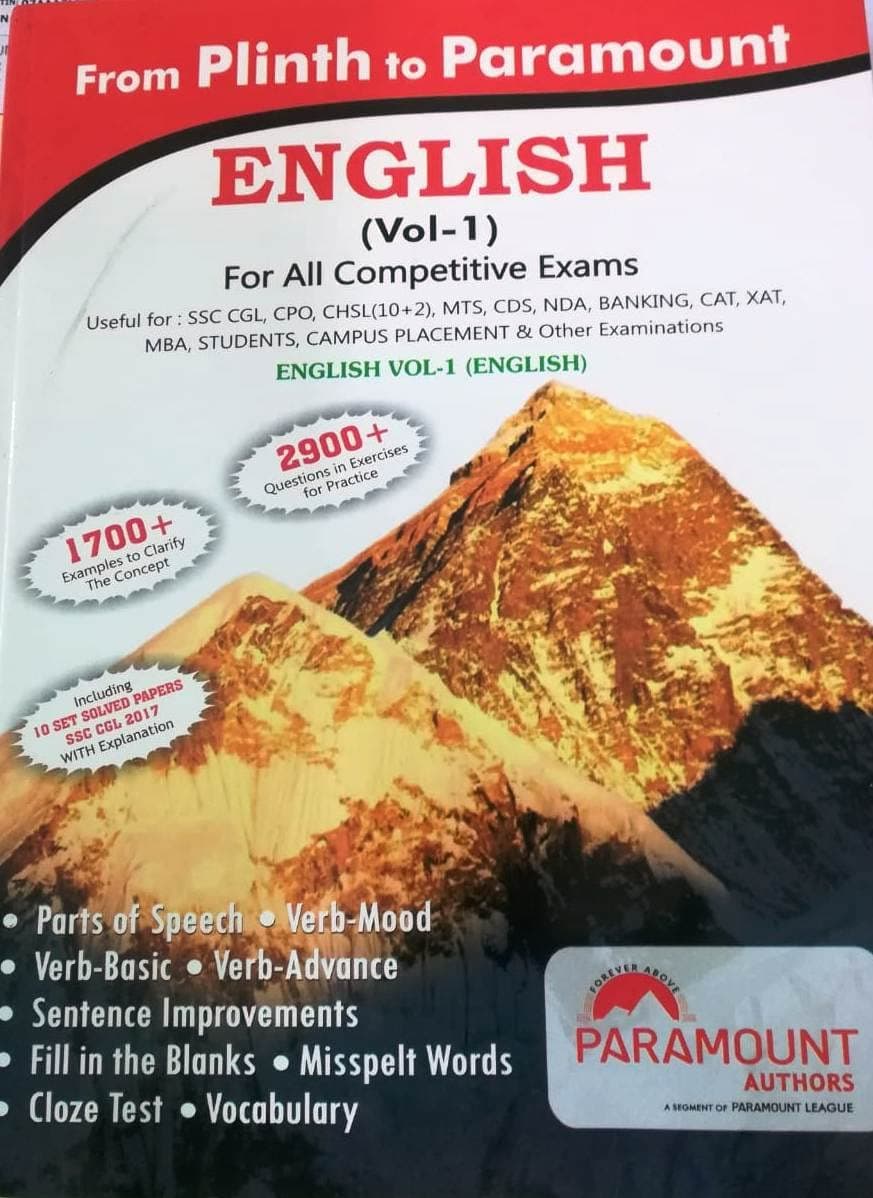 Paramount English For General Competitions Volume - 1 ( English ) From Plinth To Paramount