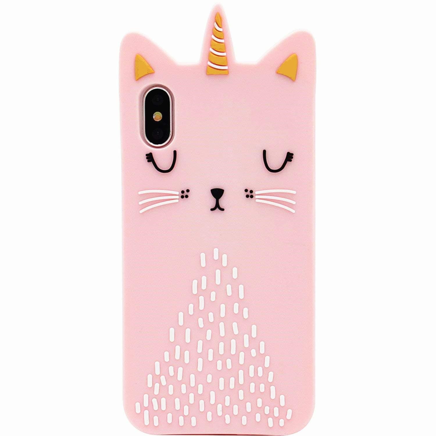 Artbling Cat Unicorn Case for iPhone X/ XS Silicone 3D Cartoon Animal Pink Cover,Kids Girls Cool Fun Cute Love Cases,Kawaii Soft Gel Rubber Unique Character Fashion Funny Protector for iPhoneX XS 10