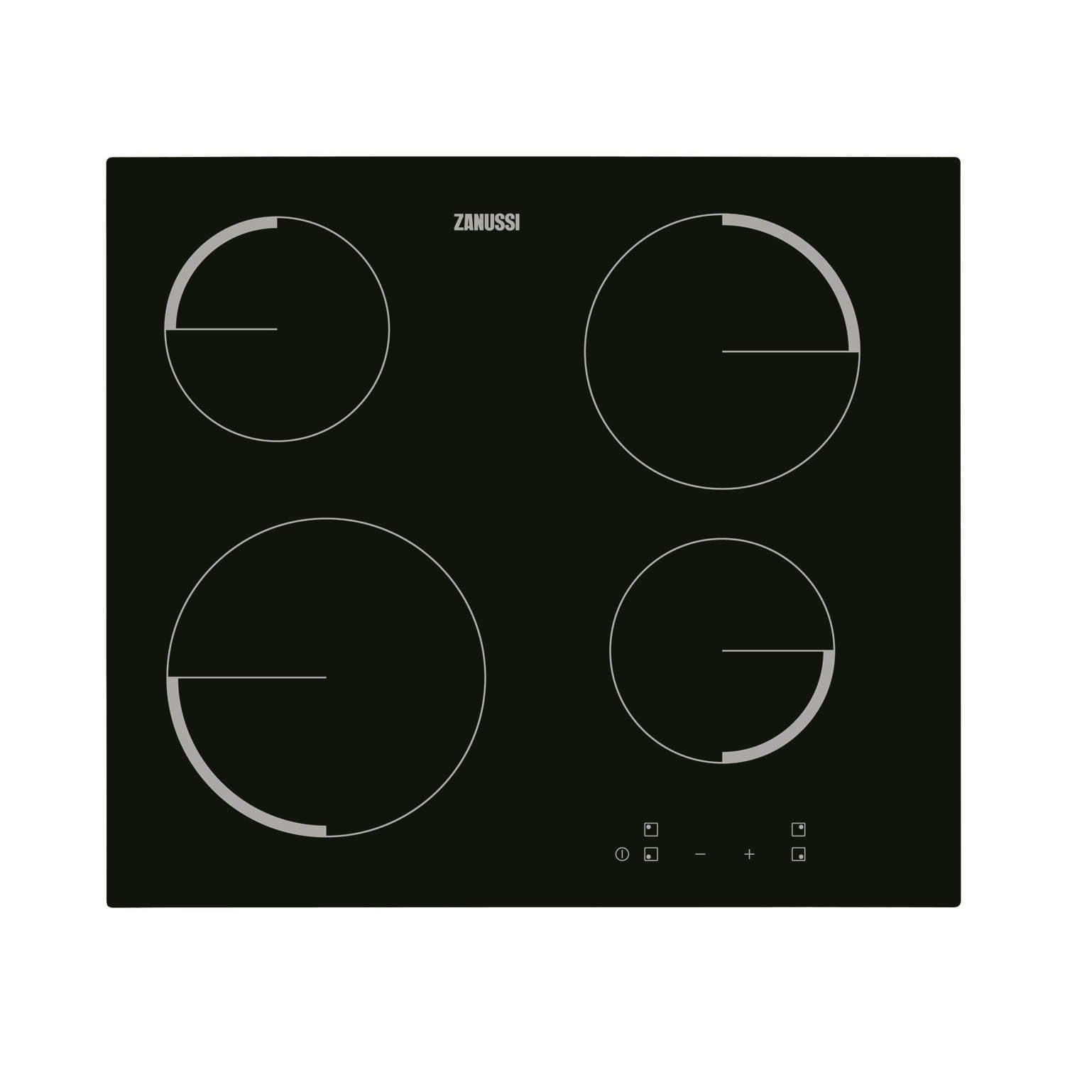 Zanussi ZEV6240FBA 59cm Touch Control Four Zone Ceramic Hob - Black
