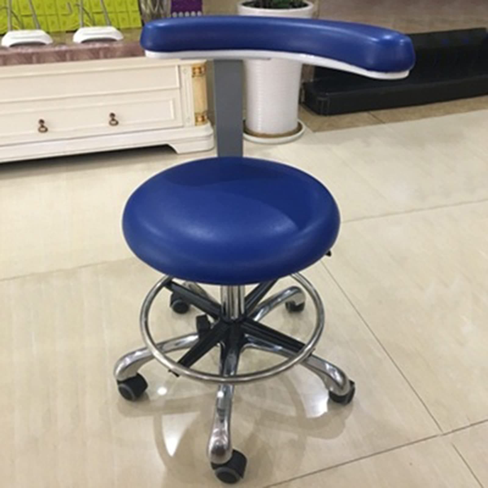 Dental Assistant Stool with 360° Rotation Armrest and Height Adjustable PU Leather Seat for Dentist Chair Medical Stool Salon Chair SFKLYU