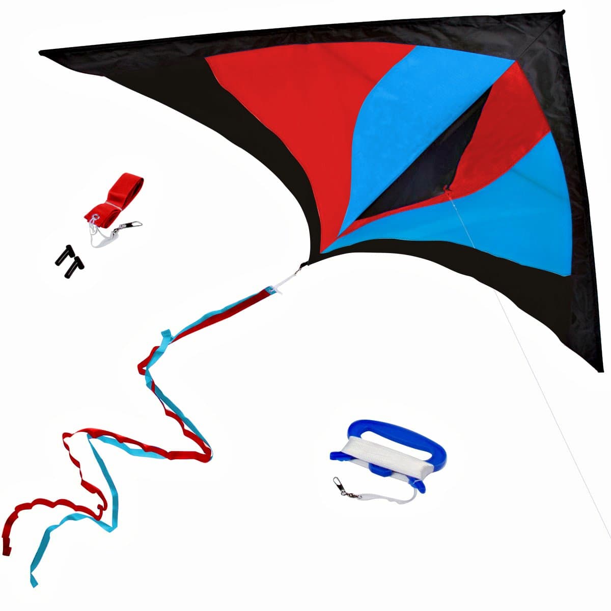 Best Delta Kite, Easy Fly for Kids and Beginners, Single Line w/Tail Ribbons, Stunning Colors, Large, Meticulously Designed and Tested + Guarantee + Bonuses