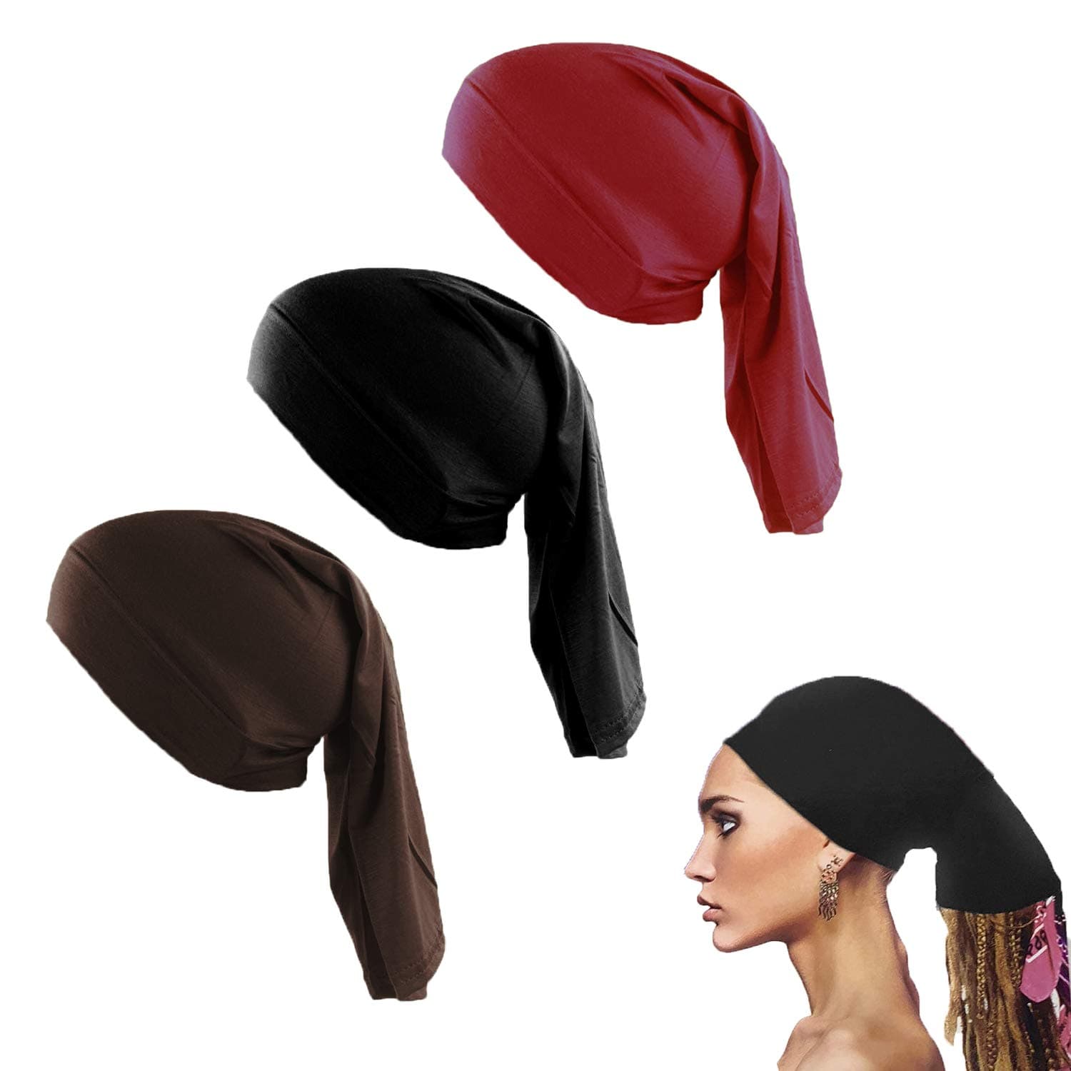 Unisex Cotton Spandex Dreadlocks Tube 4 Packed