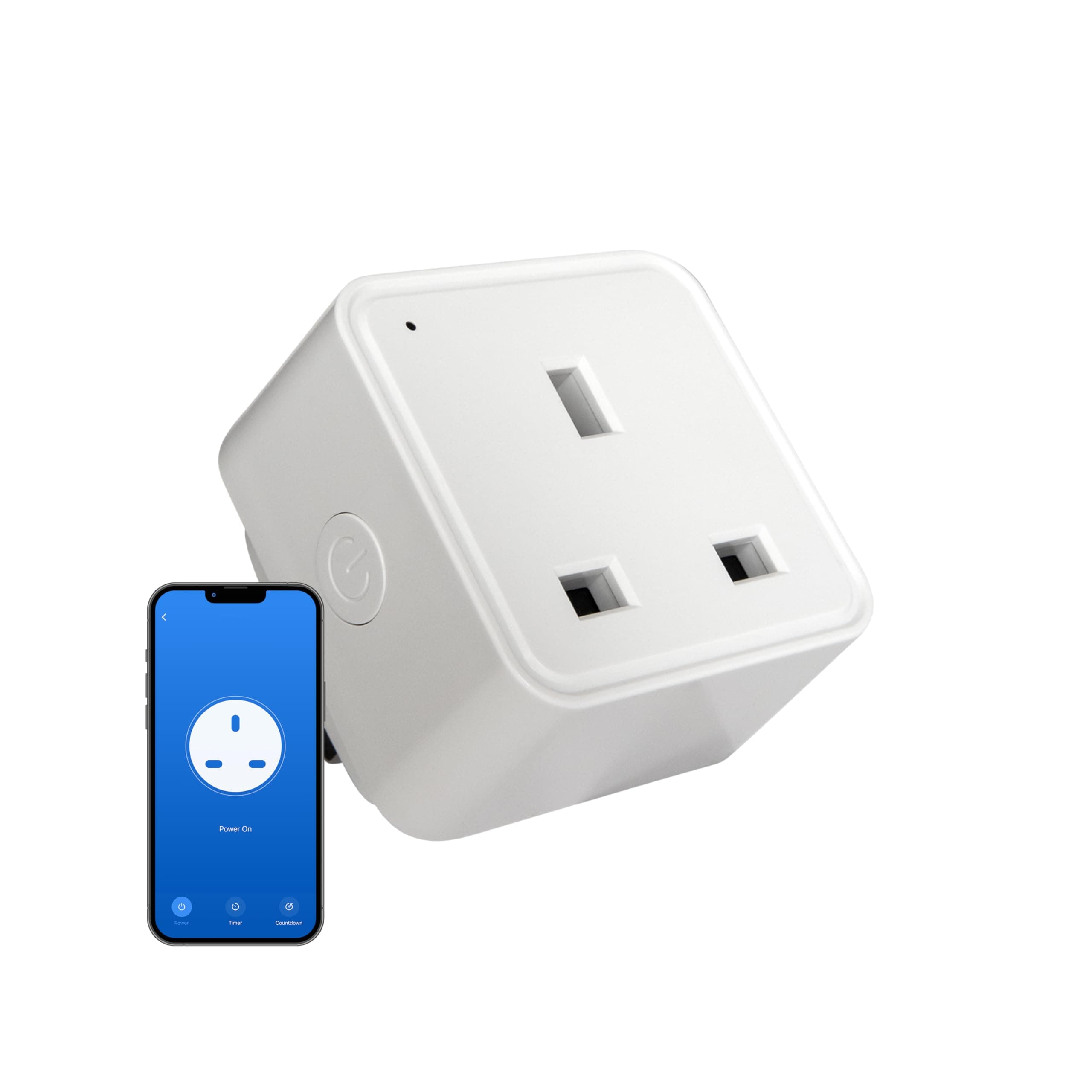 Plug UK WiFi Socket, Works with Alexa, Google Home, Siri Shortcuts, Voice Control, App Enabled, Set Smart Schedules and Timers, No Hub Required, White