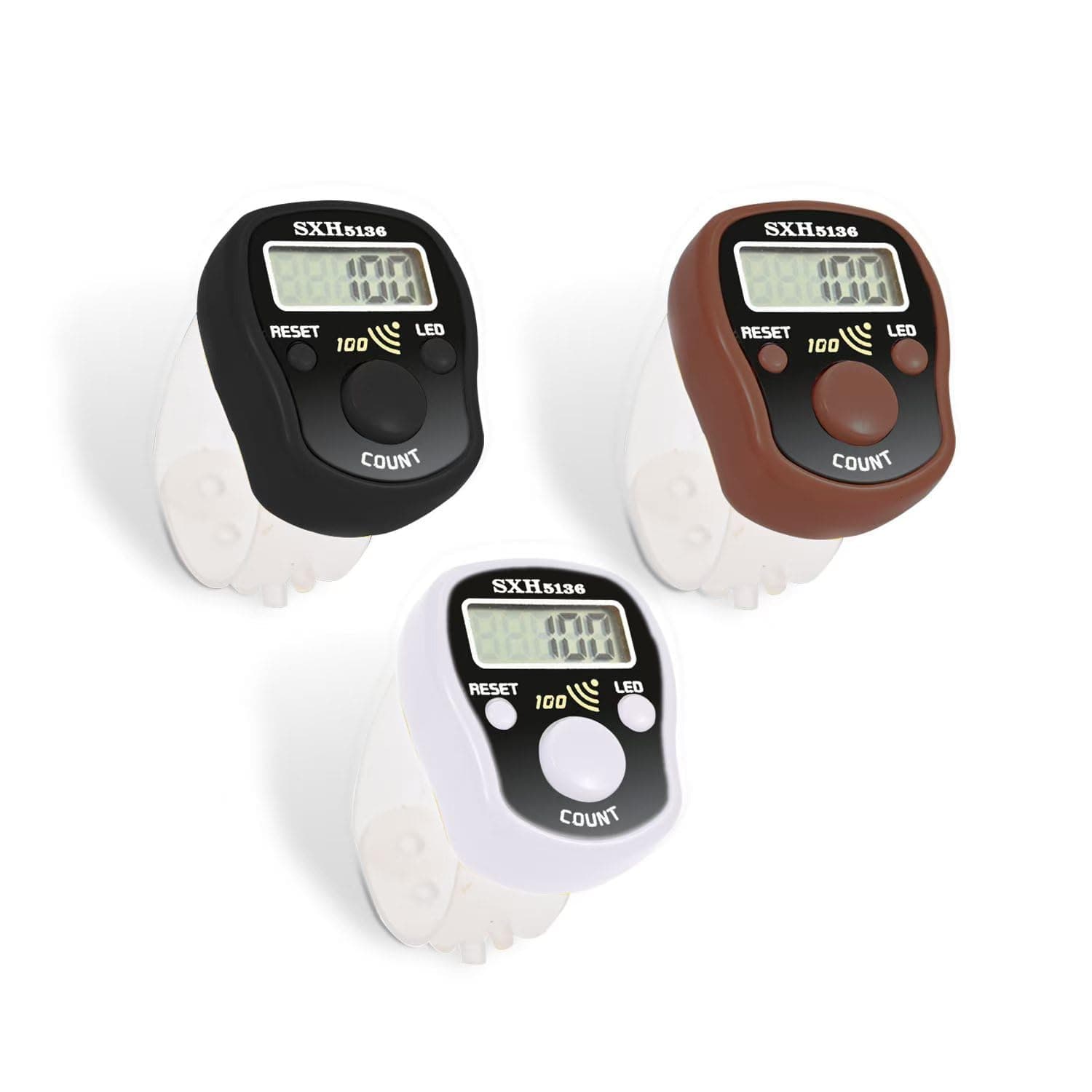 Finger Counter Click Manual Digital clicker, 5pack Stitch Tally Knitting Counters Led Re-settable Digits Pitch Electronic LCD Display finger Number Counter Fr Row, People, Score, Inventory,Crochet