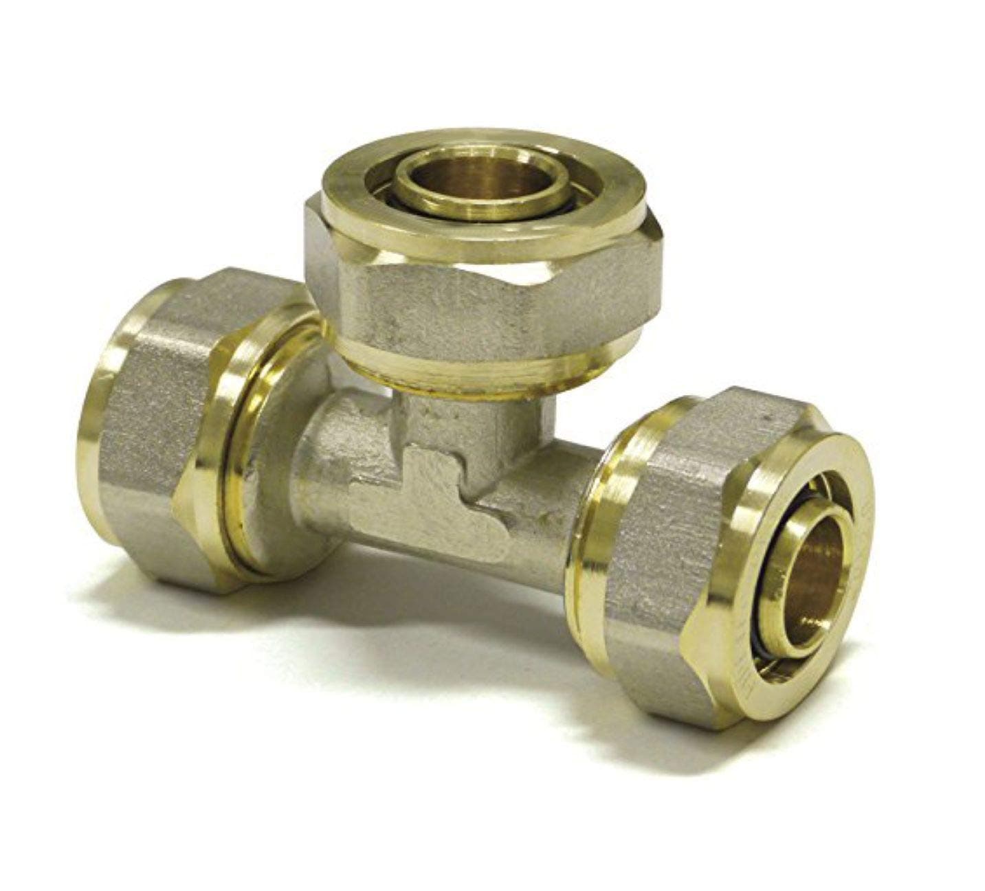 Tee PEX-AL-PEX 16 mm x 16 mm x 16 mm Brass Compression Fittings Compression Fit (1)
