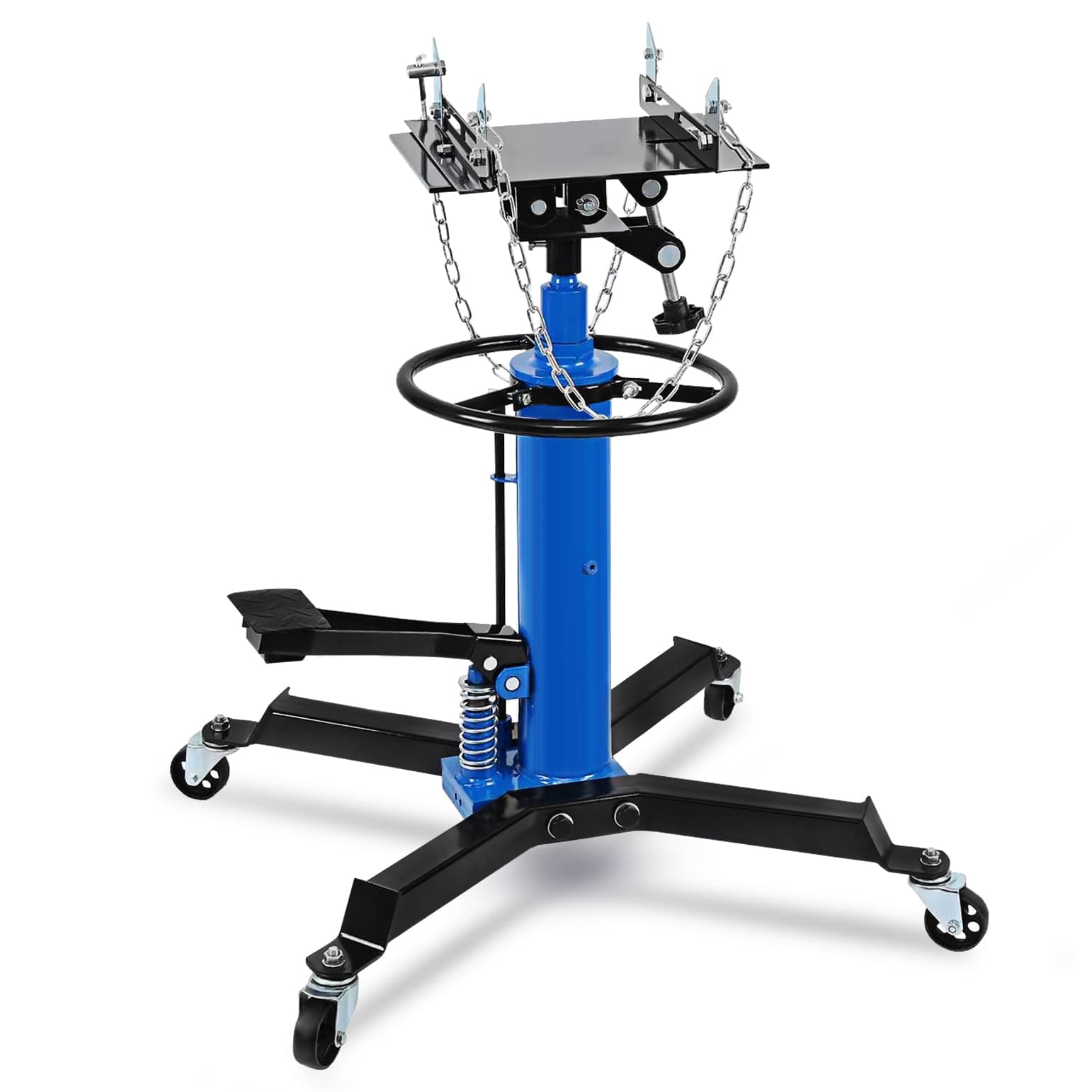 Iglobalbuy 2 Stage 1100lb Adjustable Height Hydraulic Telescoping Transmission Jack with Pedal 360° Swivel Wheel Lift Hoist