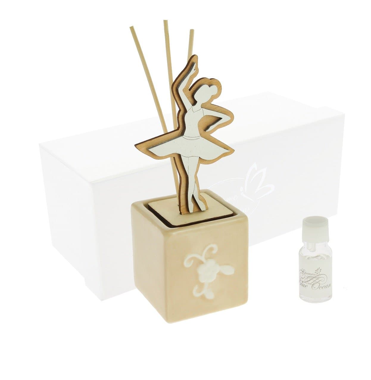 Diffuser Cube Ballerina Wood/Porcelain 7 X 17 + Perfume C/AST.