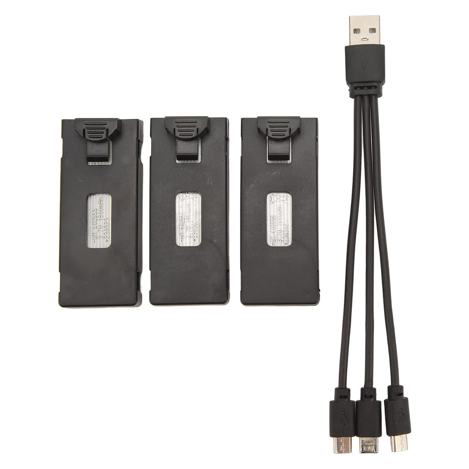 Trisar RC Drone Lithium Battery, 3pcs 3.7V RC Drone Battery with 3 in 1 Charging Cable, Light and Portable RC Aircraft Charging Cable Set for E88 E88Pro LS E525 E525Pro (1800mah)