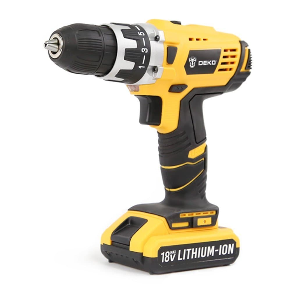 DEKO Cordless Drill Driver Kit 18V 1/2 Inch Lithium-Ion Mobile Power Tools Mini Electric Drill (Single)
