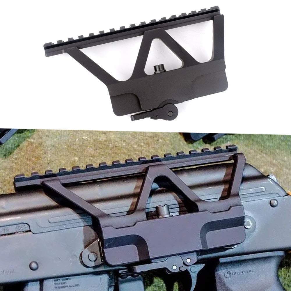 Quick Detach QD AK Gun Side Rail Scope Mount with Picatinny Side Rail Mounting For AK 47 AK 74 Black