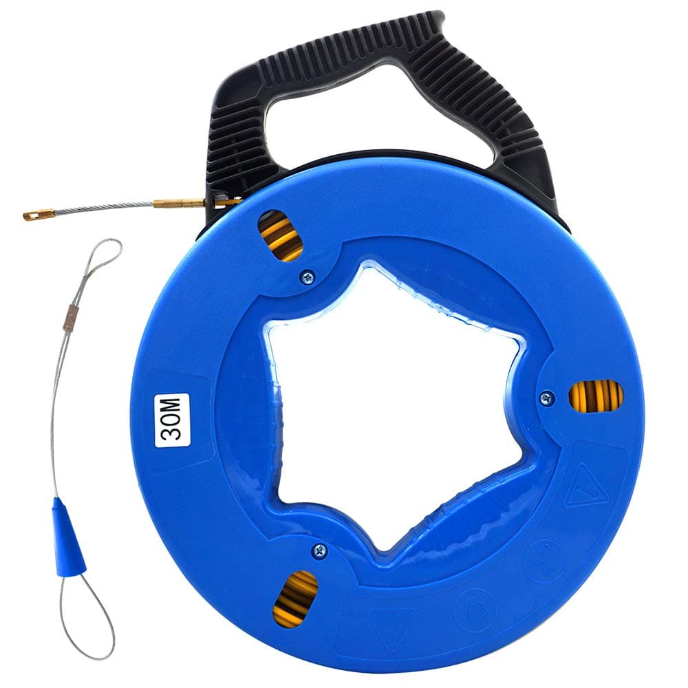 Fish Tape 30M Fiberglass Draw Rods Cable Retractable Wire Threader Pulling Wires in Plastic Housing