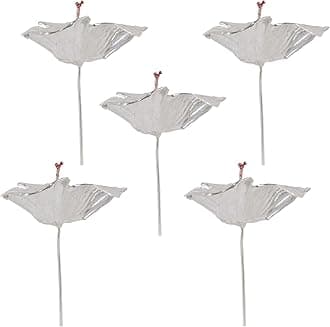- DHRUVS COLLECTION 925 Silver Combo of 5 Lotus Flower for Pooja, Temple Decor & Gifting Purpose