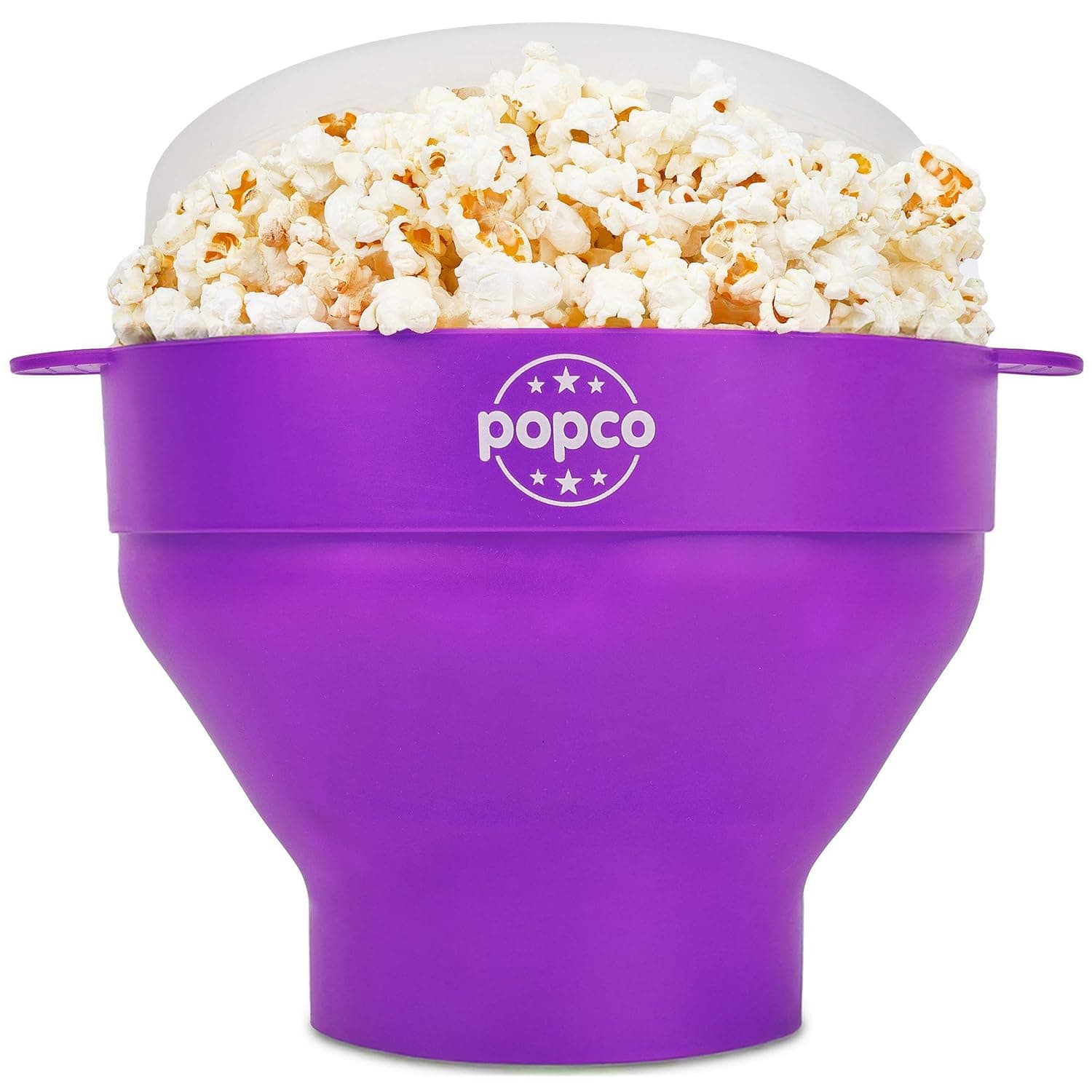 POPCO Silicone Microwave Popcorn Popper with Handles, Silicone Popcorn Maker, Collapsible Bowl and Dishwasher Safe - 15 Colors Available (Dark Orchid)
