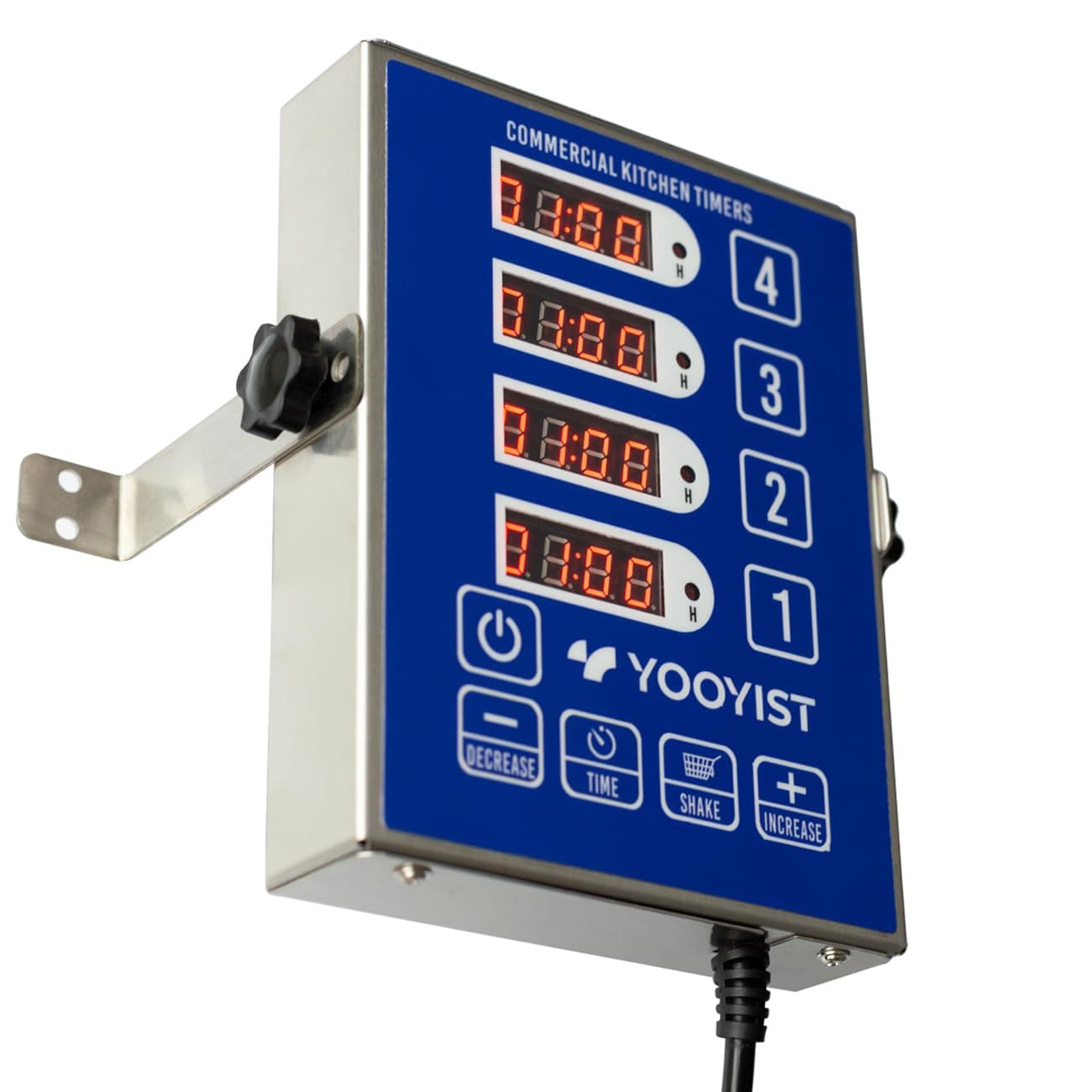 Precision Kitchen Timers for Cooking – 4 Channel Commercial Kitchen Timer Restaurant Kitchen Supplies – Stainless Steel Digital LED Chef Cooking Timer – Reminder Function, Loud Alarm, Blue