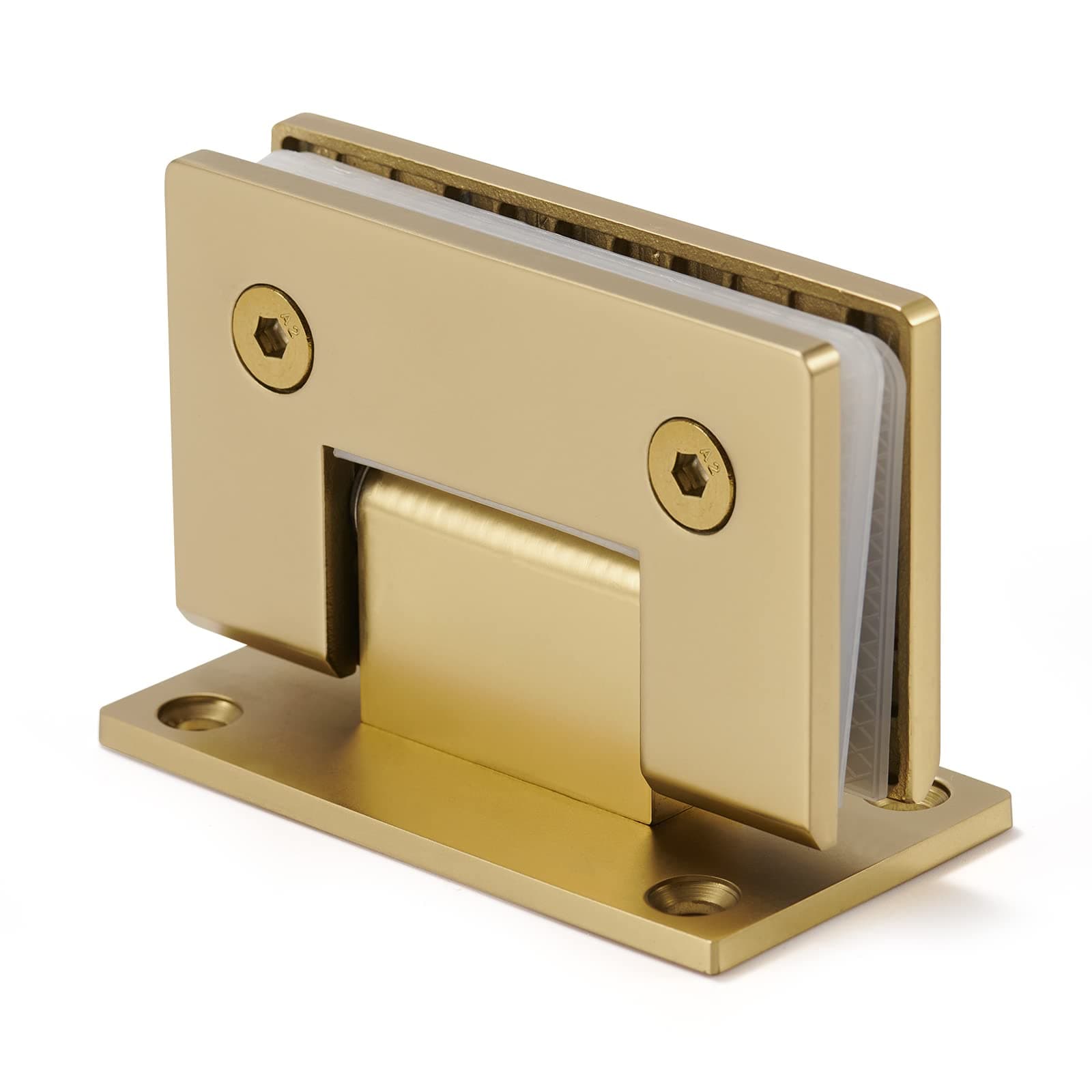 Heavy Duty Shower Glass Door Hinge,Solid One-Piece Precision Cast with 5mm Thick 304 Stainless Steel,Suitable for5/16-1/2"(8mm-12mm) Thick Frameless Bathroom Doors,Wall to Glass Mount,1 pc,Gold