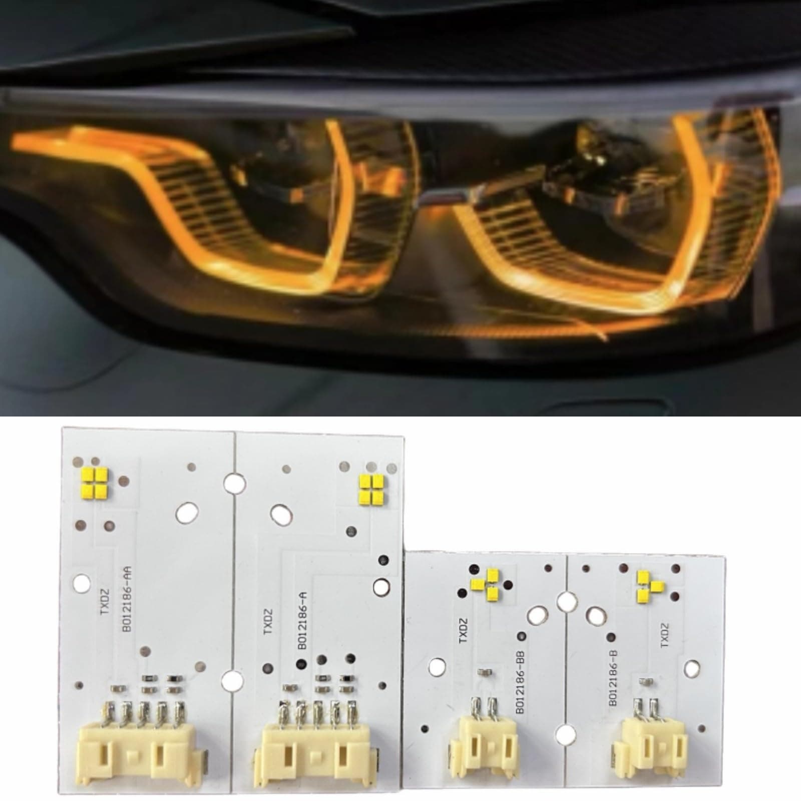 2Pcs Angel Eye DRL Boards Compatible With 2018 2019 2020 F80 M3 F82 M4 F36 LCI 418d 418i 420d 420i 420iX 425d 430d 430dX 430i 435dX 440i Adaptive LED Headlight Daytime Running Light, LED Boards, Amber