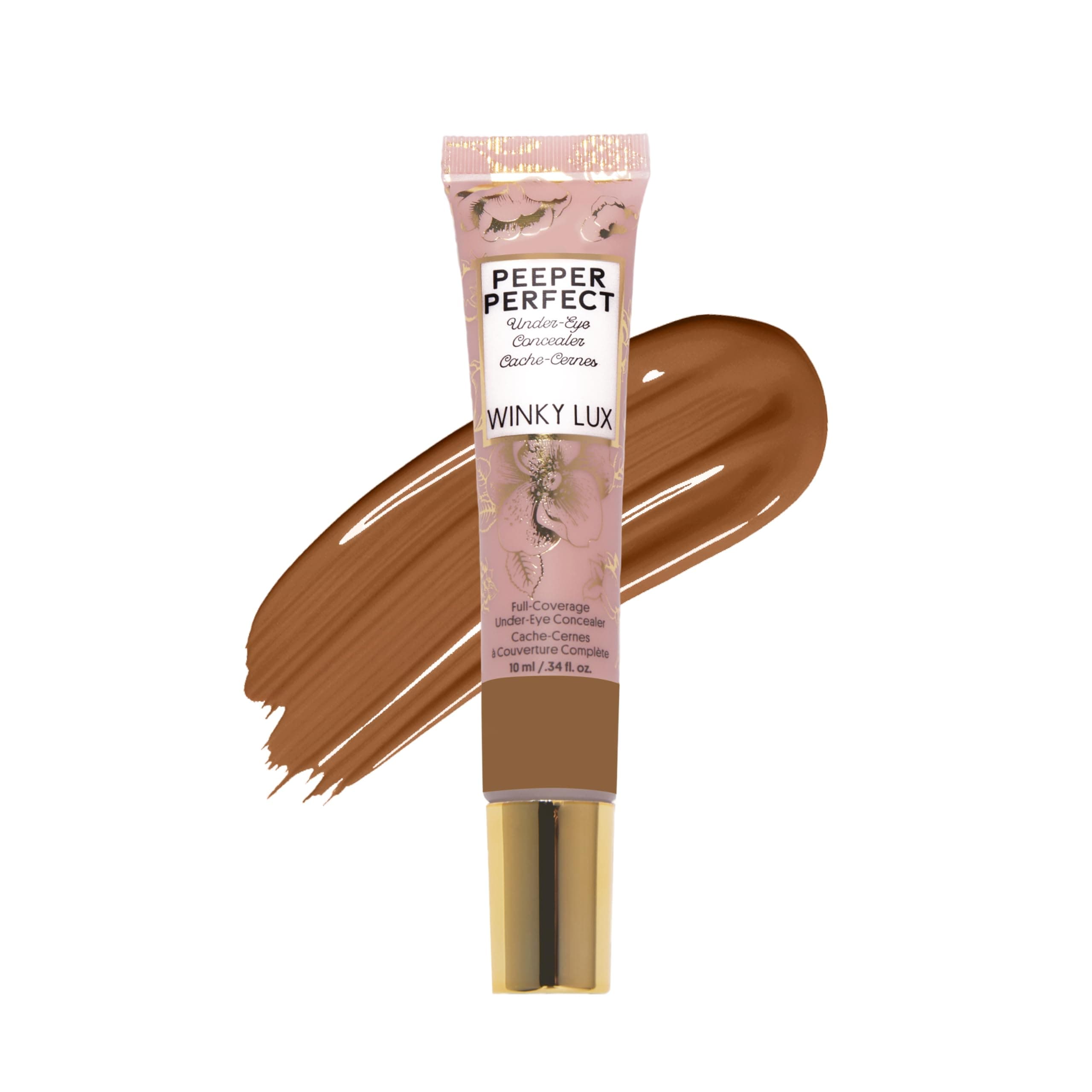 Winky Lux Peeper Perfect Under Eye Concealer, Makeup & Eye Brightener, Full Coverage Concealer for Dark Circles, Color Corrector & Eye Primer, With Collagen, Hyaluronic Acid & Vitamin E (Deep Plus)