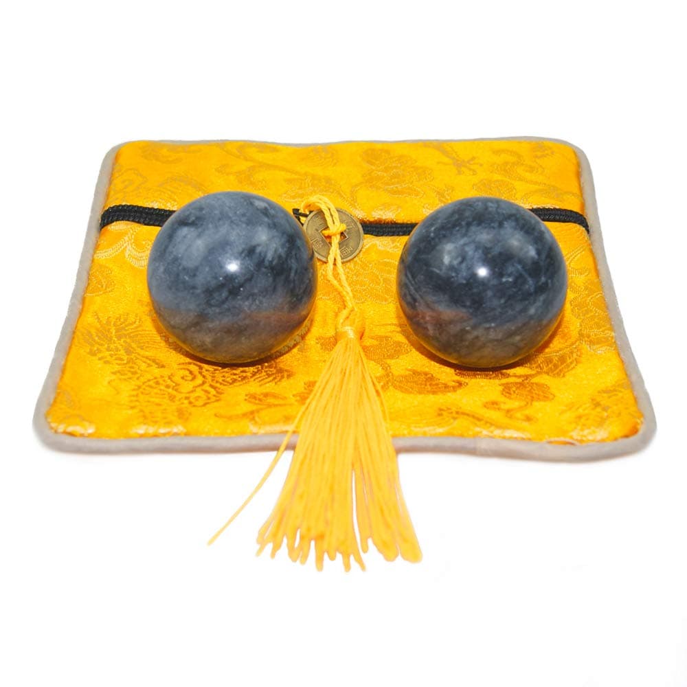Marble Hand Balls Dark Grey Chinese Health Exercise Baoding Balls Stress Relief 1.4in