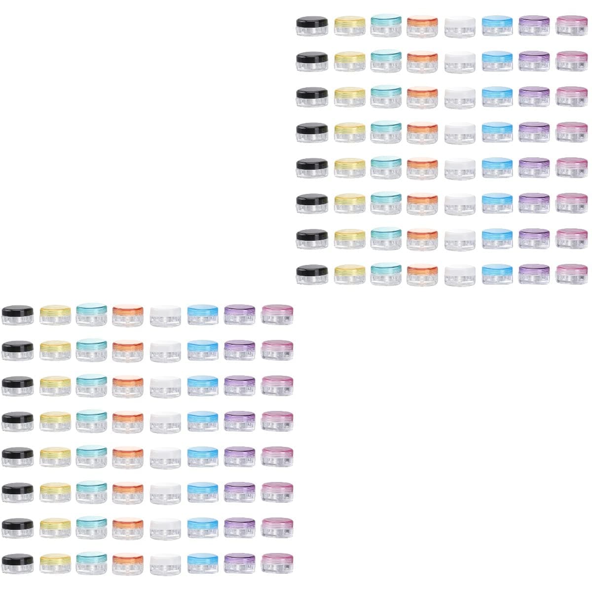 108Pcs Empty Eye Cream Bottle Nail Glue Bottle Cosmetics Sample Container Travel Makeup Box for Sample Lotion Gel (Assorted Color)