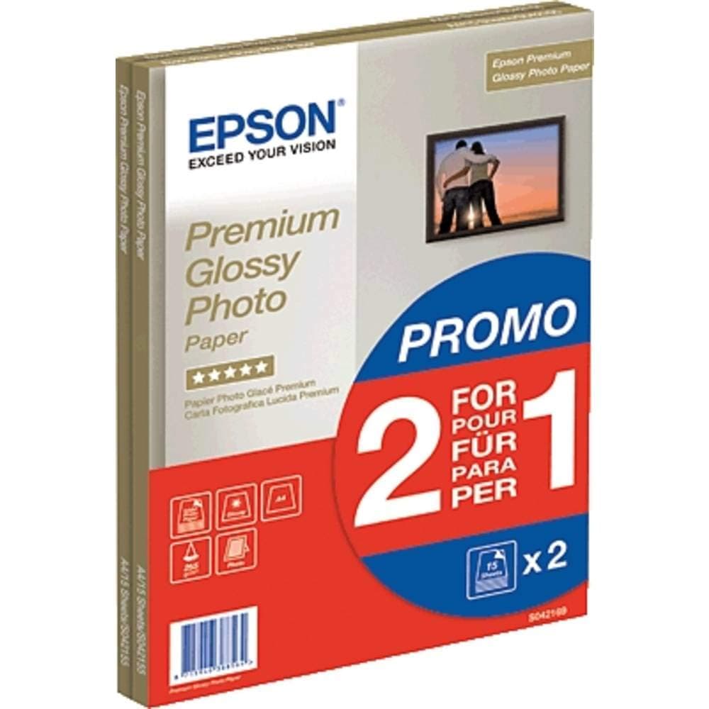 Premium Glossy Photo A4 Paper 2-for-1 (Pack of 15 + 15 Free) C13S042169, White