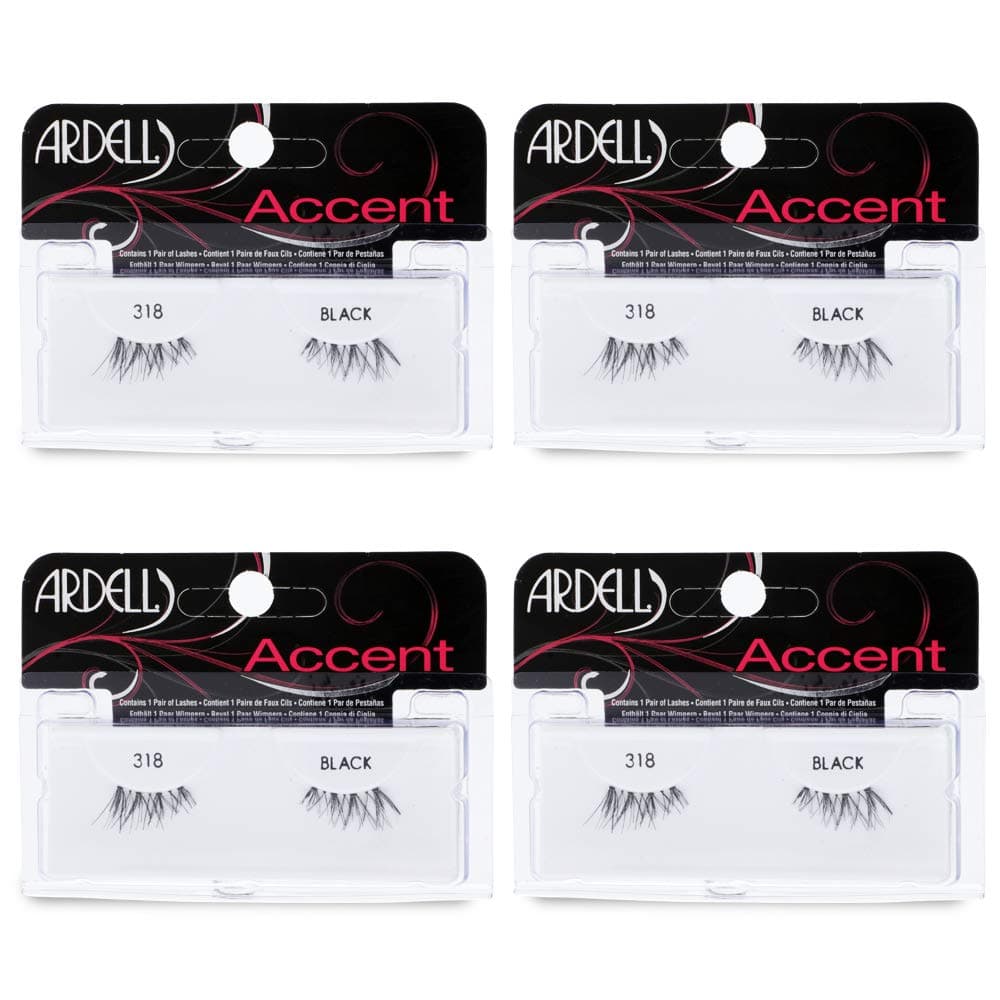 Accent Half Lashes 318 - Short Wispy Natural Looking Cat Eye for Everyday Wear, 4 Pack
