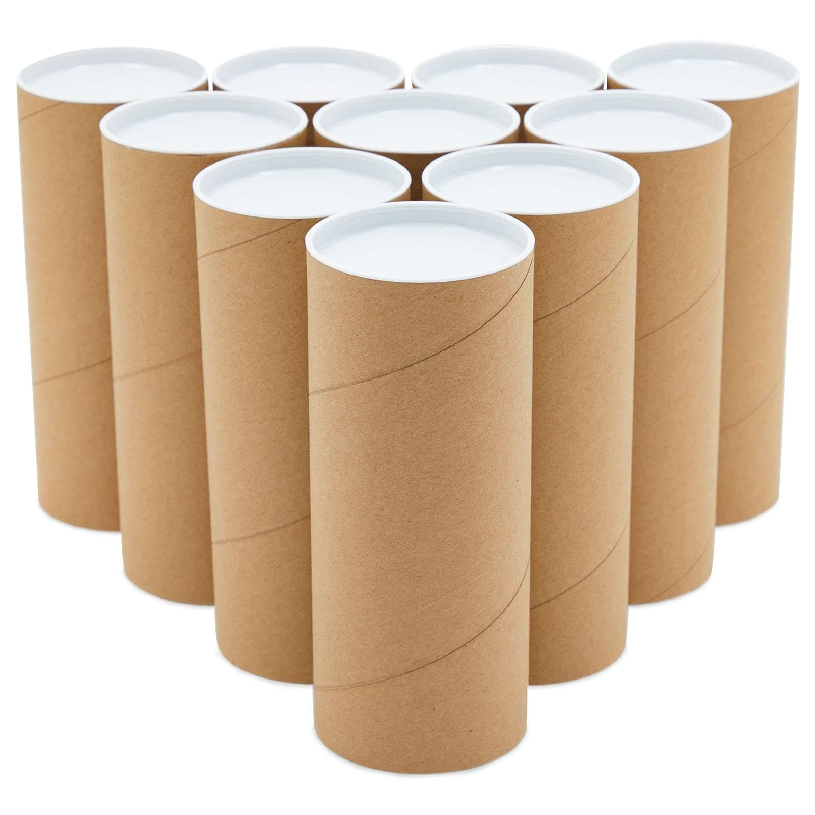 Juvale Mailing Shipping Tubes with Caps (10 Pack) 3 x 7 Inches, Brown, Kraft
