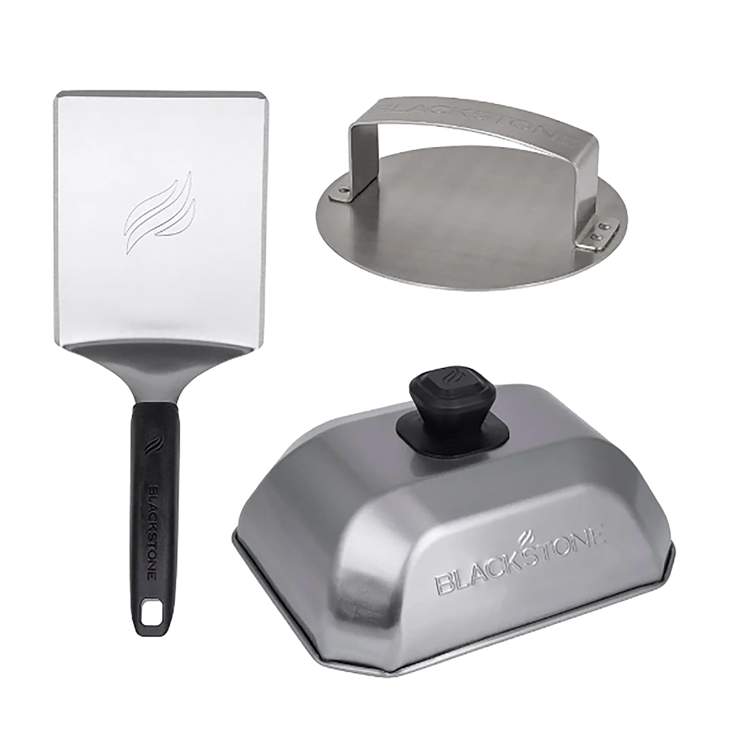 Blackstone® Hamburger Kit – 3-Piece Press and Sear Set, Stainless Steel, Heat-Resistant Handles, Dishwasher Safe