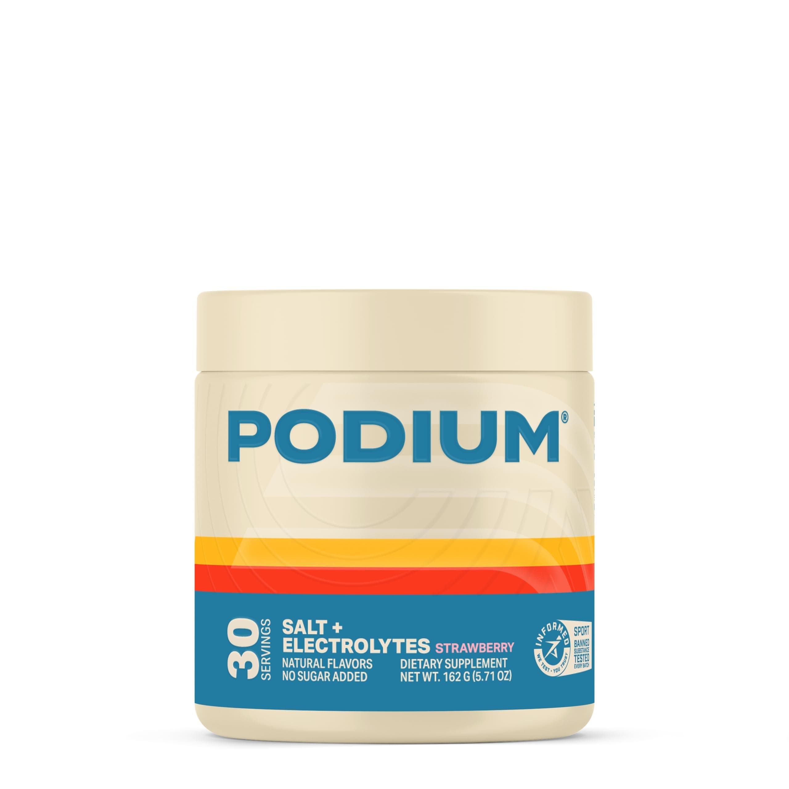 Podium Nutrition Training Salt + Electrolytes Powder, Strawberry, Post Workout Hydration & Muscle Recovery Support, Electrolyte Drink, Magnesium, Potassium, Calcium & Sodium Salts, 30 Servings