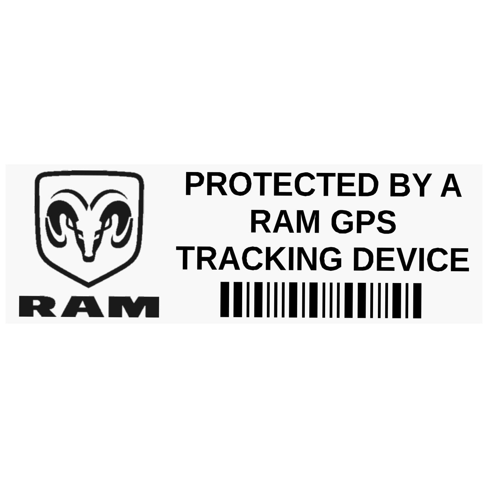 Platinum Place 5 x RAM GPS Tracking Stickers-Black on Clear-Internal Window Application-Sign,Notice,Warning,Van,Truck,Car,Vehicle,Pickup,Wagon