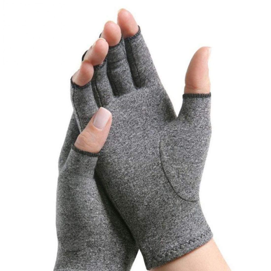 1 Pair Open Fingers Compression Gloves Hand Arthritis Joint Pain Relief Gloves (L)