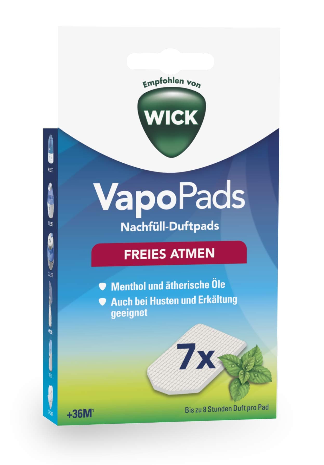 Wick VapoPads Menthol - Scented Essential Oils Pads - 7 Pack - Fits Our Humidifiers, Inhalers & Diffusers - for Cold & Cold - Release Relieving Vapours - VH7