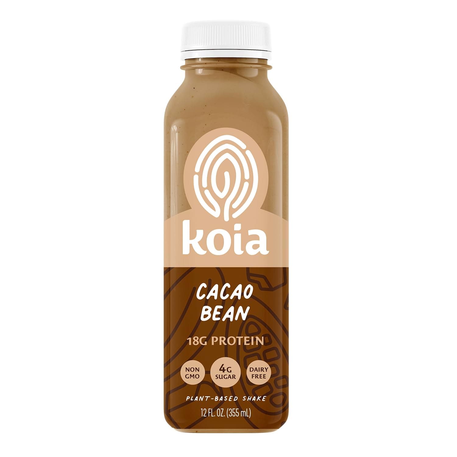 Koia Protein - Ready To Drink Plant Protein Shake (12 Fl Oz) - Cacao Bean - Dairy Free, Gluten Free, Soy Free, Non GMO, Kosher, Vegan, Cocoa