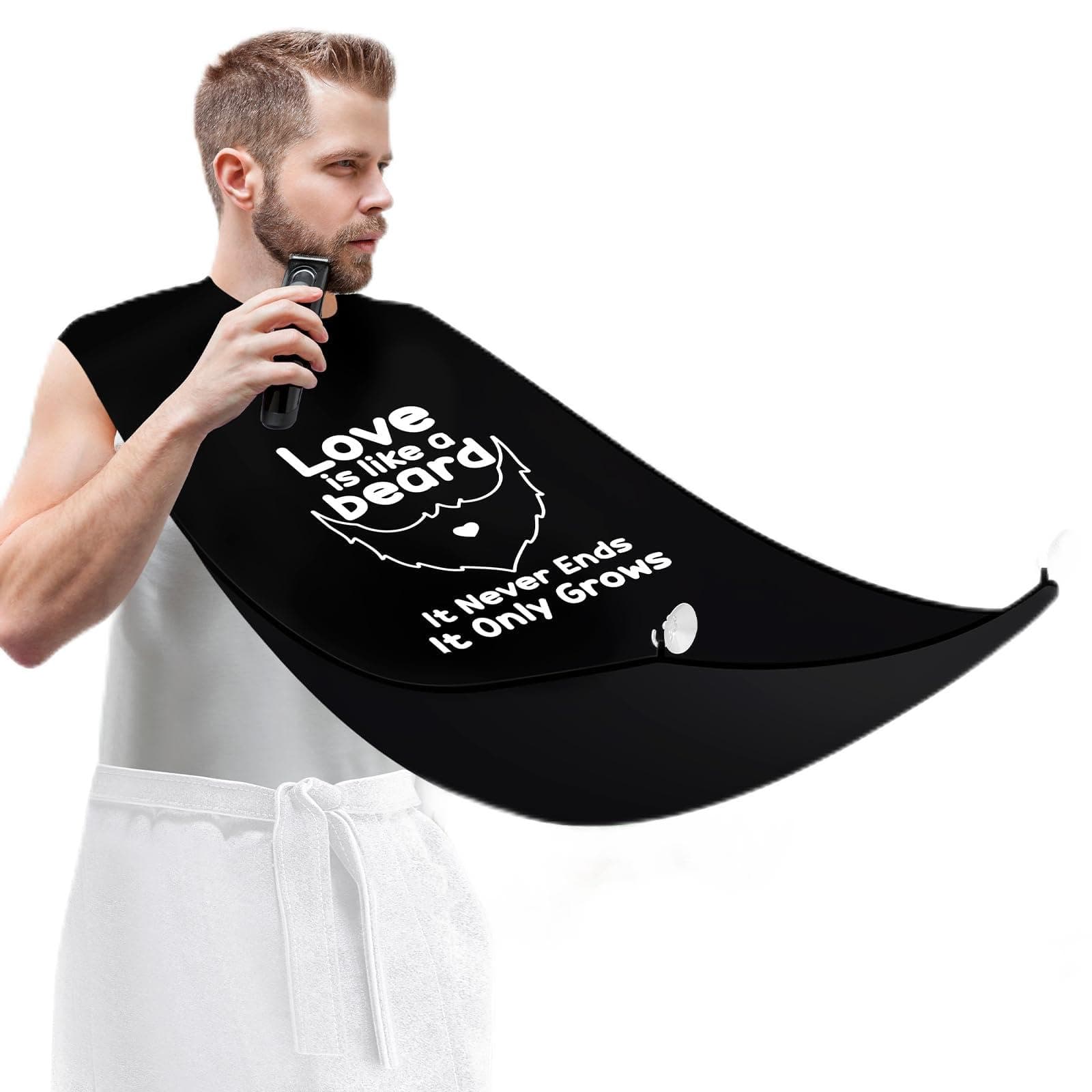 Beard Bib Shaving Apron, Mens Gift for Husband Dad, Stocking Stuffers Christmas Birthday Gifts for Men Boyfriend Him (Love)