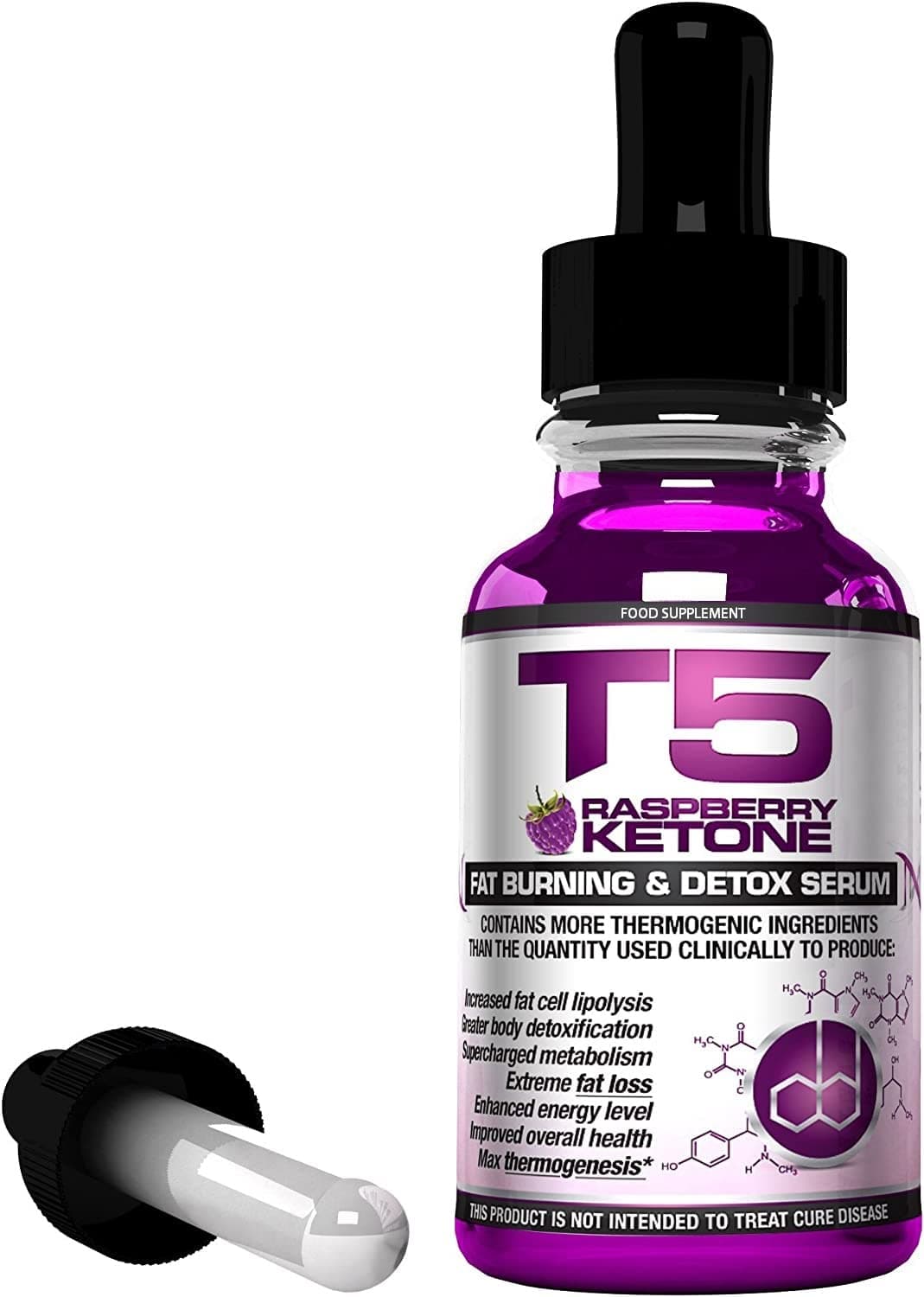 2-in-1 Natural Raspberry Ketone Serum: Concentrated T5 Fat Burner &Natural Raspberry Ketones Blend for Guaranteed Weight Loss & Detox (2 Month Supply | Suitable for Vegetarians | UK Manufactured)