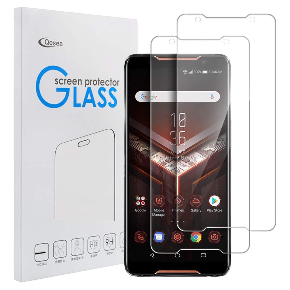 Qoosea Screen Protector for ASUS Rog Phone ZS600KL(2-Pack) Full Coverage Tempered Glass Screen Protector High Definition Anti-Scratch Touch Sensitivity Bubble-Free