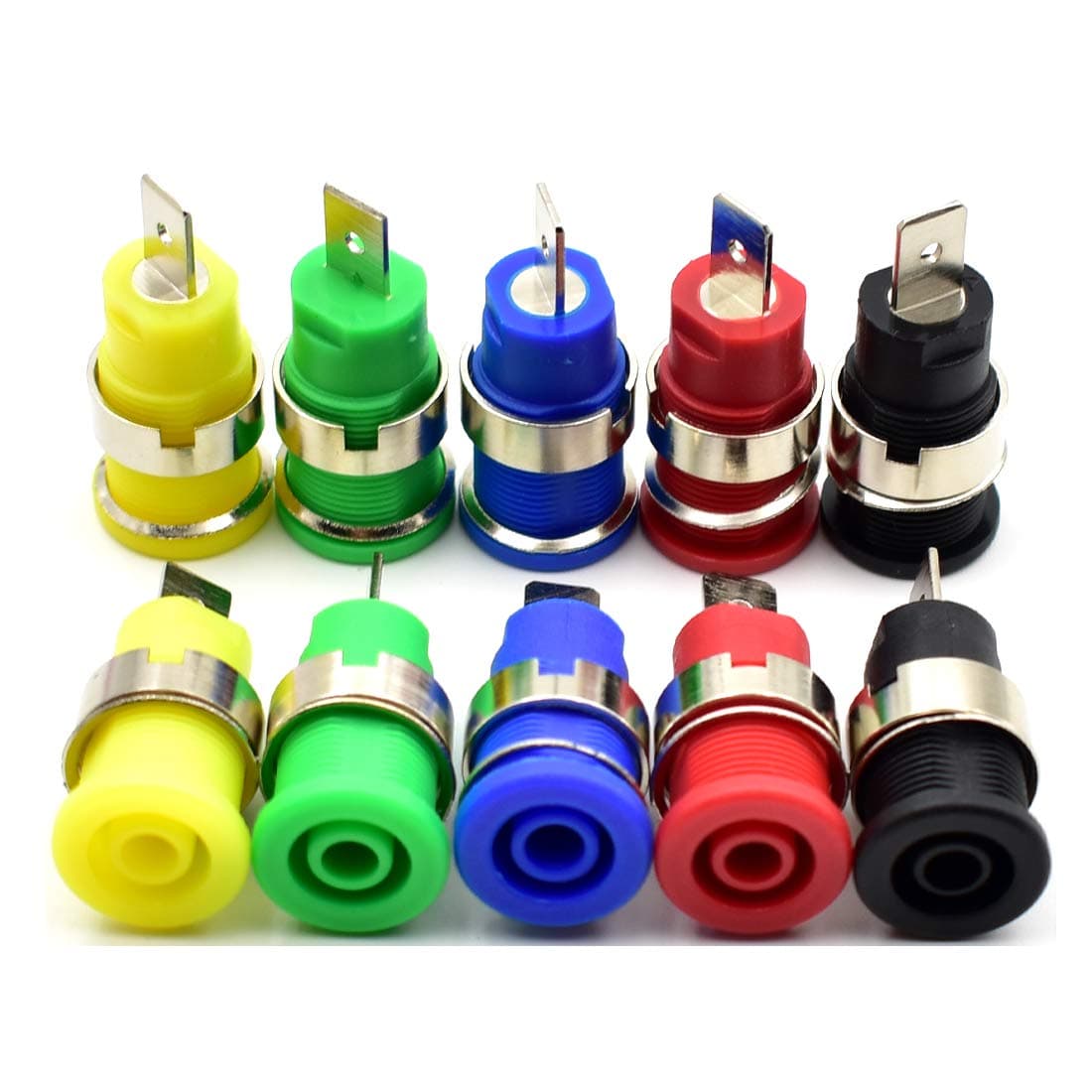 10 Pcs 4mm Banana Jack Female Panel Mount Banana Socket Binding Post Adapter for 4mm Banana Plug Connectors