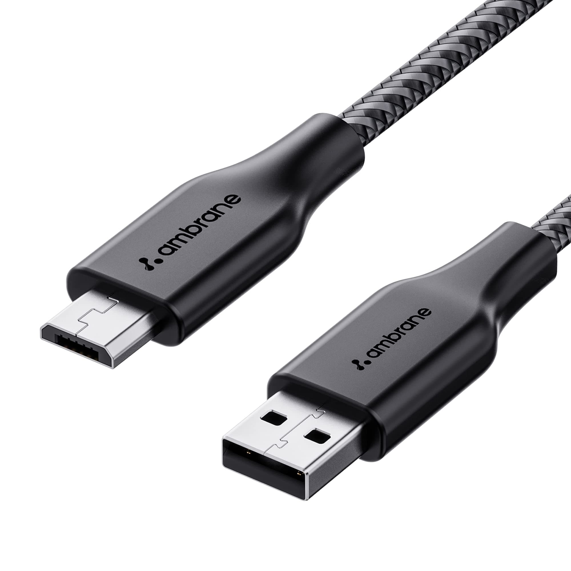 Ambrane Unbreakable 60W/3a Fast Charging 1.5m Braided Micro USB Cable for Smartphones, Tablets, Laptops and Other Micro USB Devices, 480mbps Data Sync, Fast Charge 3.0 (Rcm15) Black