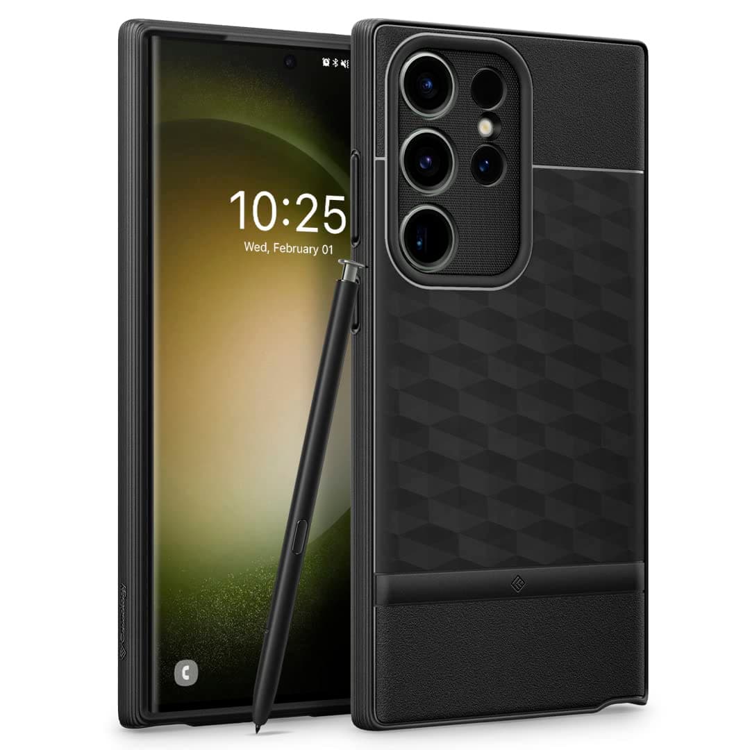 CASEOLOGY by Spigen Parallax Back Cover Case Compatible with Samsung Galaxy S23 Ultra Case (TPU and PC | Matte Black)