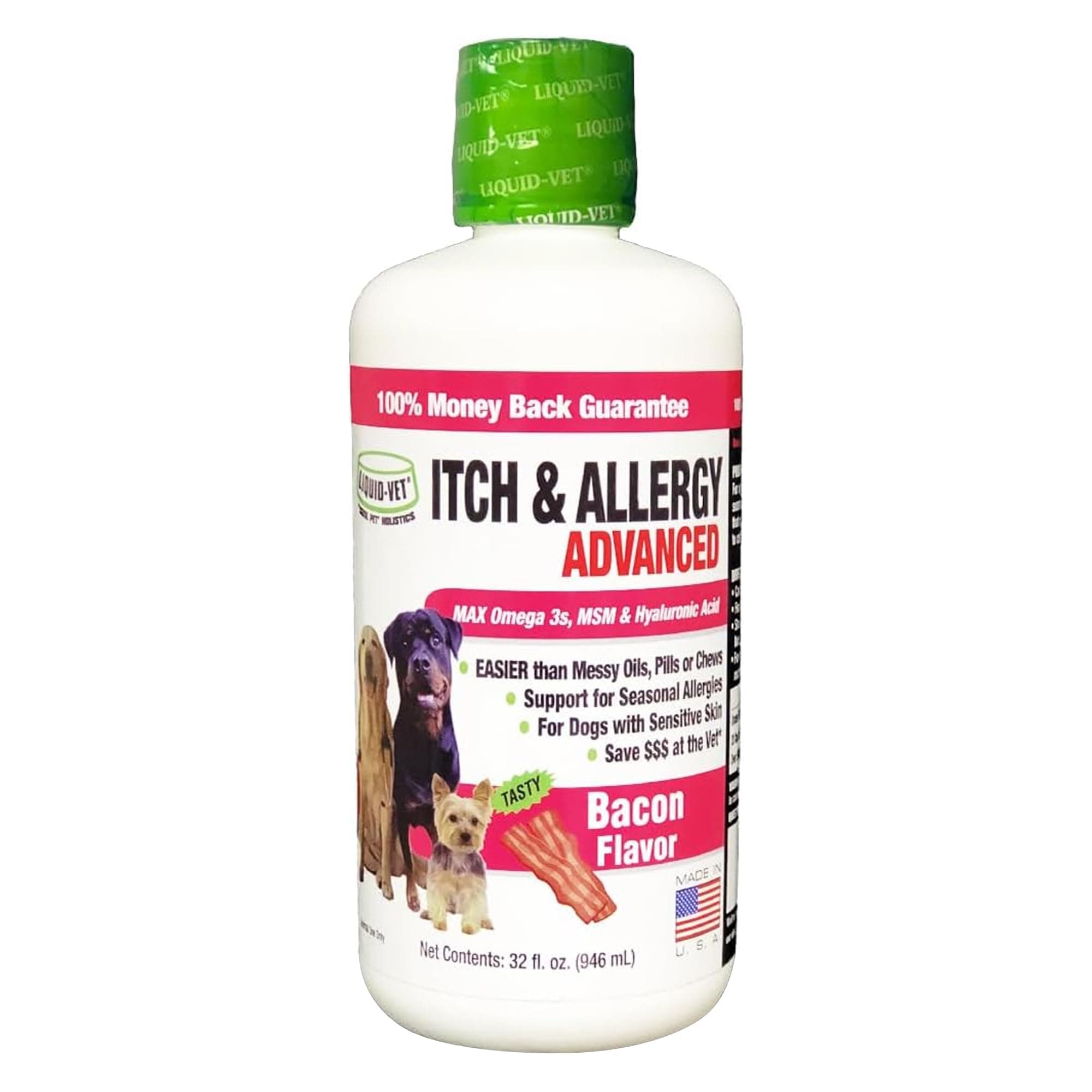 LIQUID-VET K9 Itch & Allergy Advanced Formula, Bacon Flavor, 32 oz