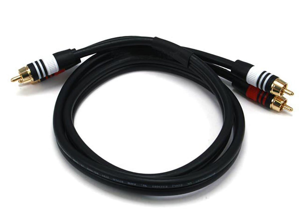 Premium Two-Channel Audio Cable - 3 Feet - Black | 2 RCA Plug to 2 RCA Plug 22AWG, Male to Male