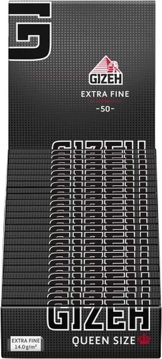 BLACK Queen Size Slim Papers for Self-Turning - Pack with Magnetic Closure - Recyclable - Pack of 25 x 50 Premium Rolling Paper (14 g/m²)