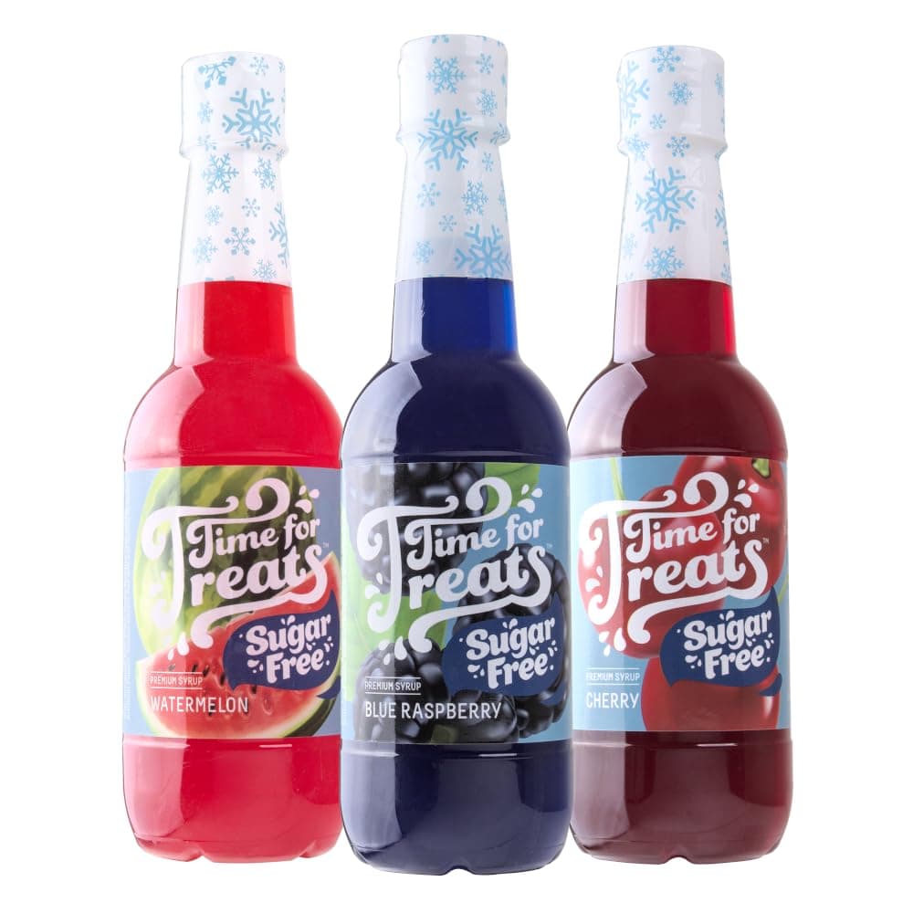 3-Pack Sugar Free Cherry, Blue Raspberry, Watermelon Syrup Snow Cones, Homemade Sodas, Cocktails, Coffee, Baking and More - 16.9 Fluid Ounce Per Bottle