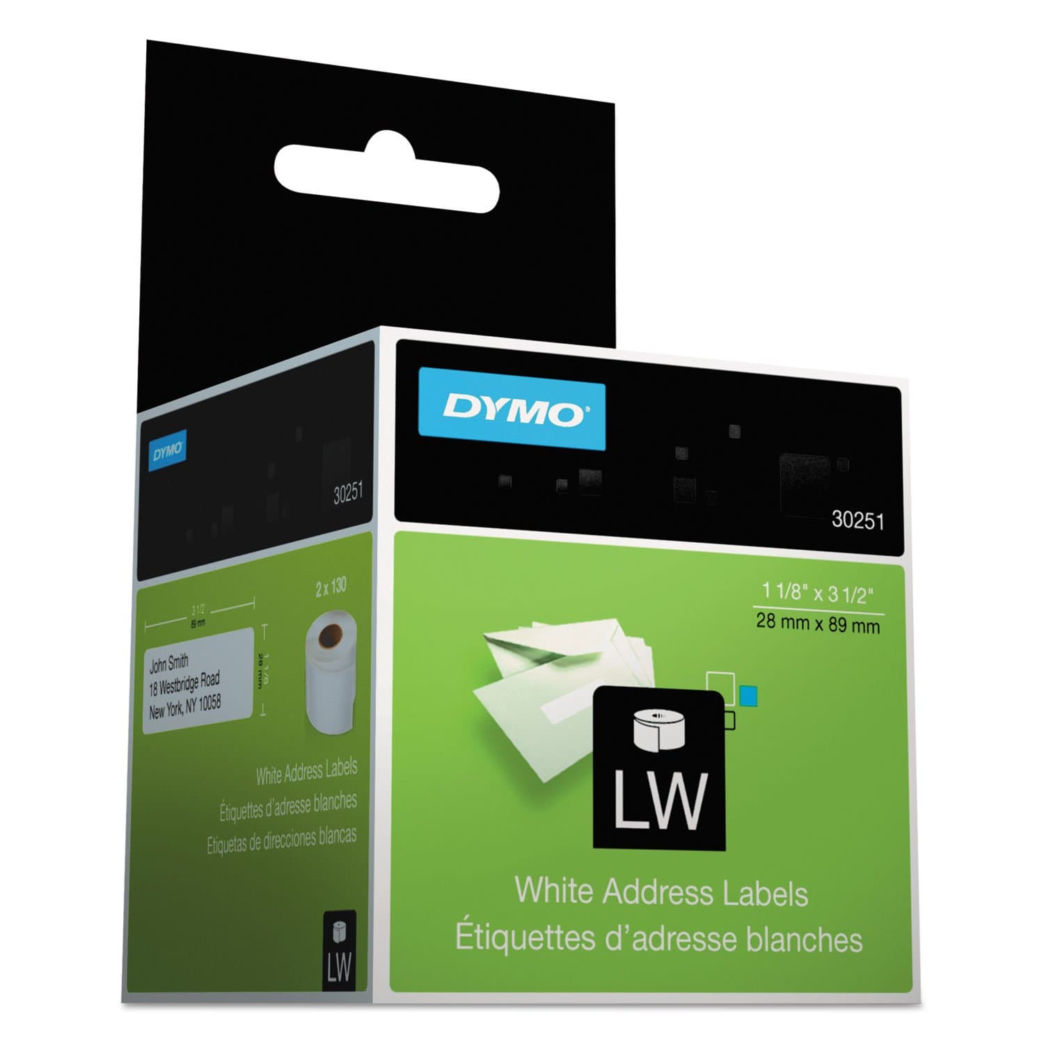 Authentic LW Mailing Address Labels | DYMO Labels for LabelWriter Label Printers (1-1/8" x 3-1/2"), 2 Rolls of 130 (260 Total)
