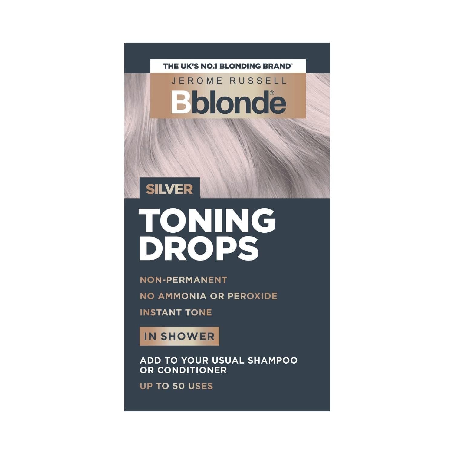 Bblonde Silver Toning Drops - Non-Permanent Silver Hair Toner, Refresh & Maintain Blonde Hair Dye, Add Drops in Shower with Shampoo or Conditioner, 50 Uses, 1