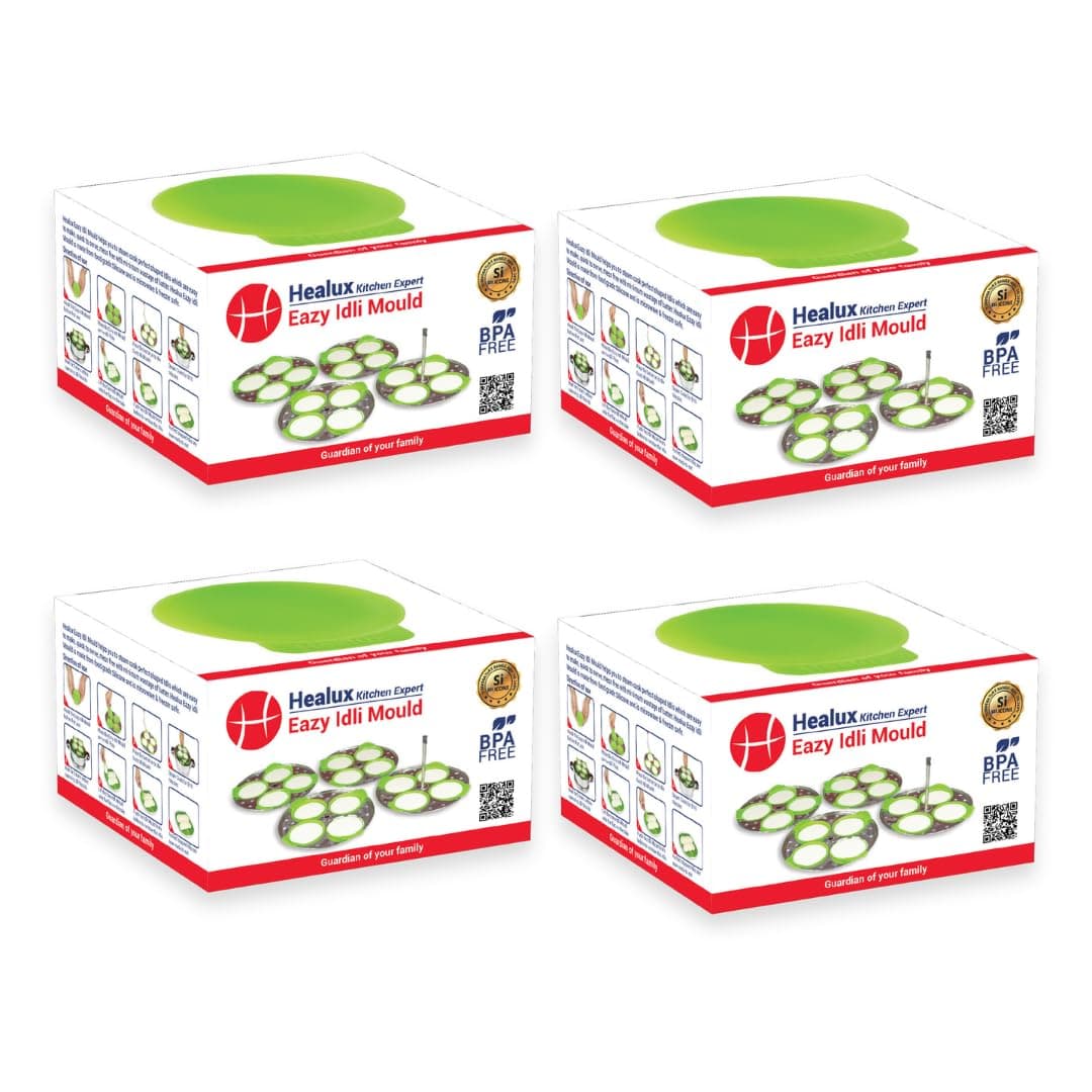 Premium Silicone Idli I Idly Maker I Idli Liners Original, Green | 8Pcs - Pack of 4 | Multipurpose- Dhokla Maker | Cupcake I Muffin Maker | Non -Stick | Perfect round shaped Idlis I Food Grade Silicone | BPA Free | Minimum Wastage of Batter | No greasing | Oven, Microwave & Dishwasher Safe