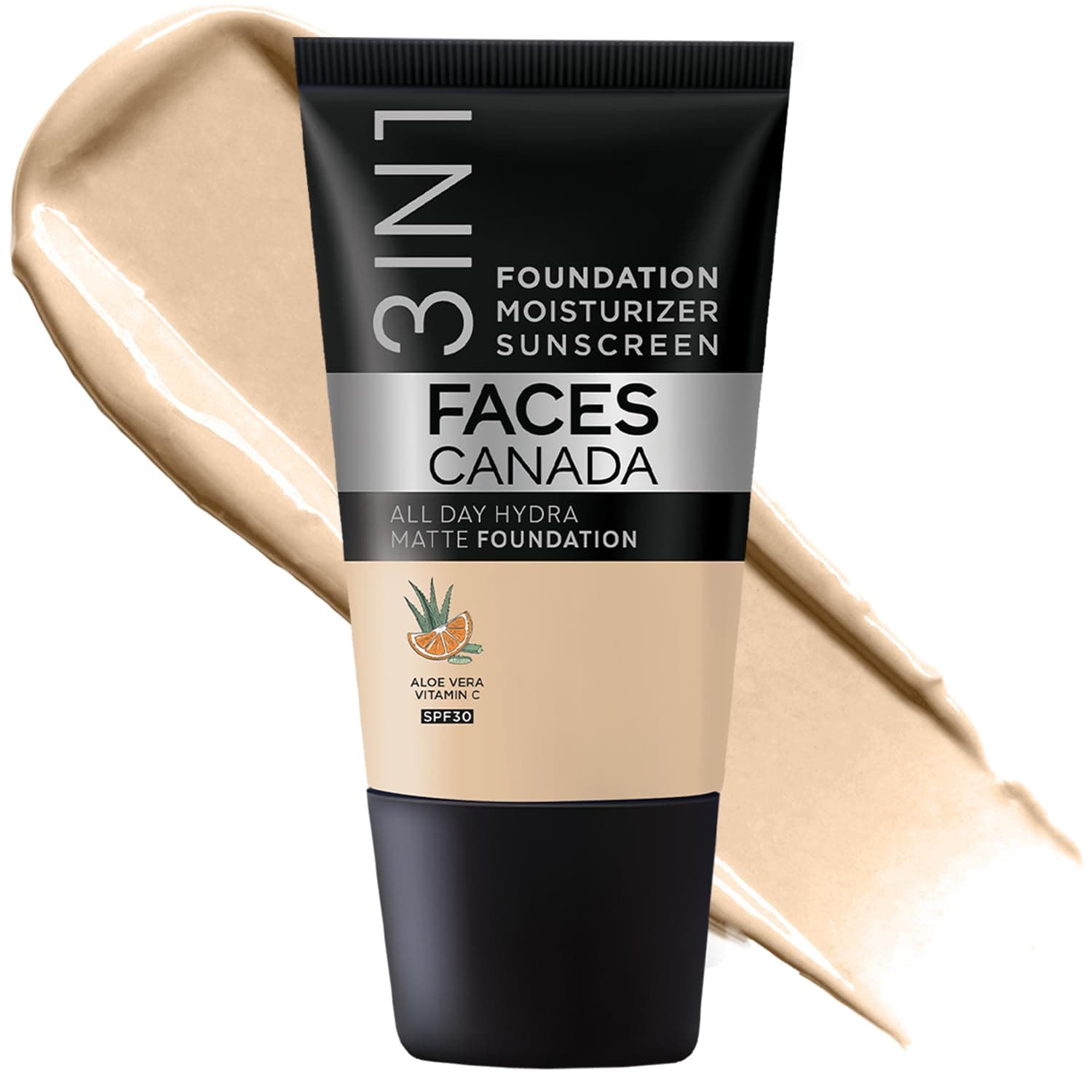 3-in-1 Matte Foundation with SPF 30 | Lightweight Hydrating Formula with Aloe Vera & Vitamin C | Long-Lasting Medium Coverage Makeup & Sun Protection | 0.51 Fl Oz (15ml)
