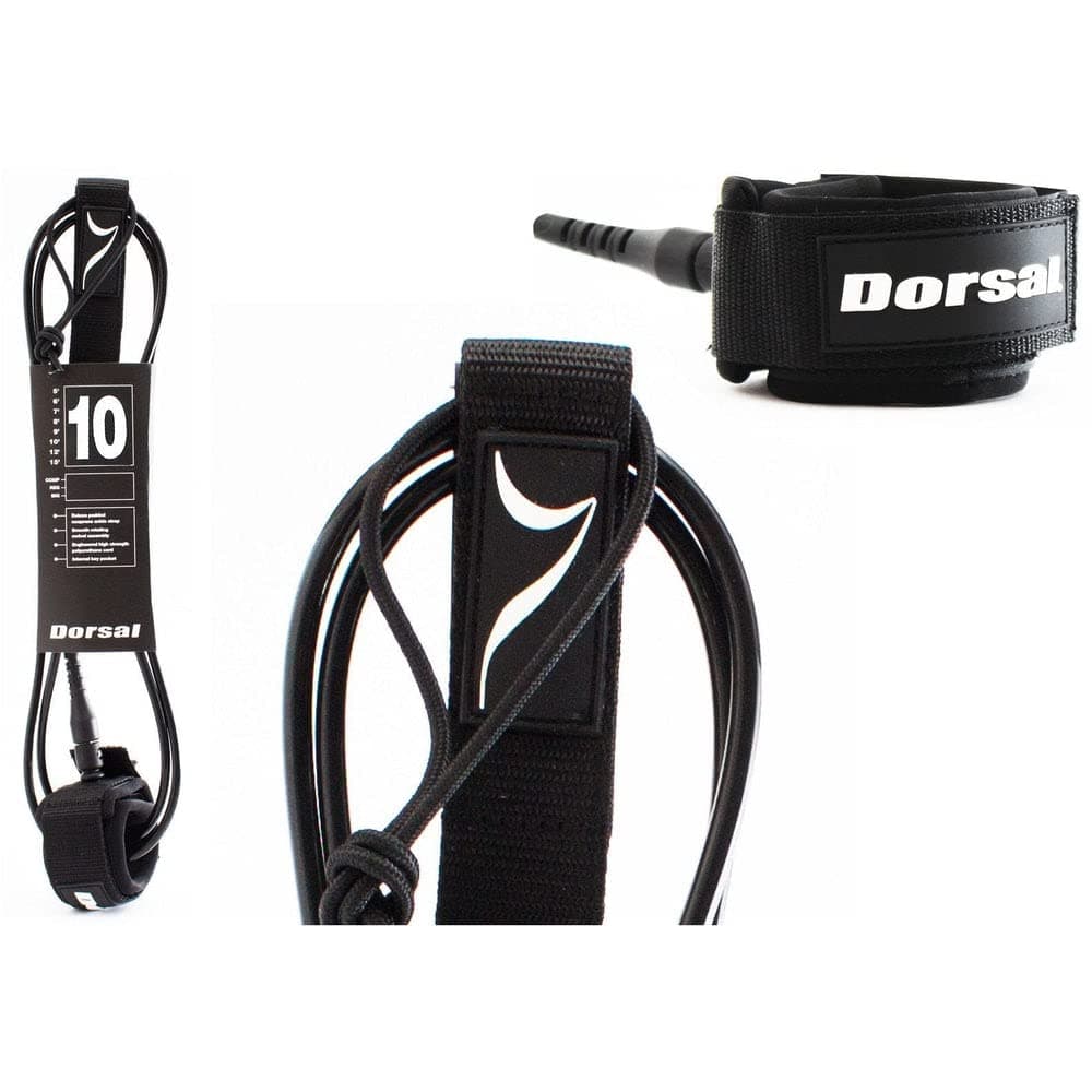DORSAL Surf Leash for Surfboard Longboard SUP Leg Rope 6' Black