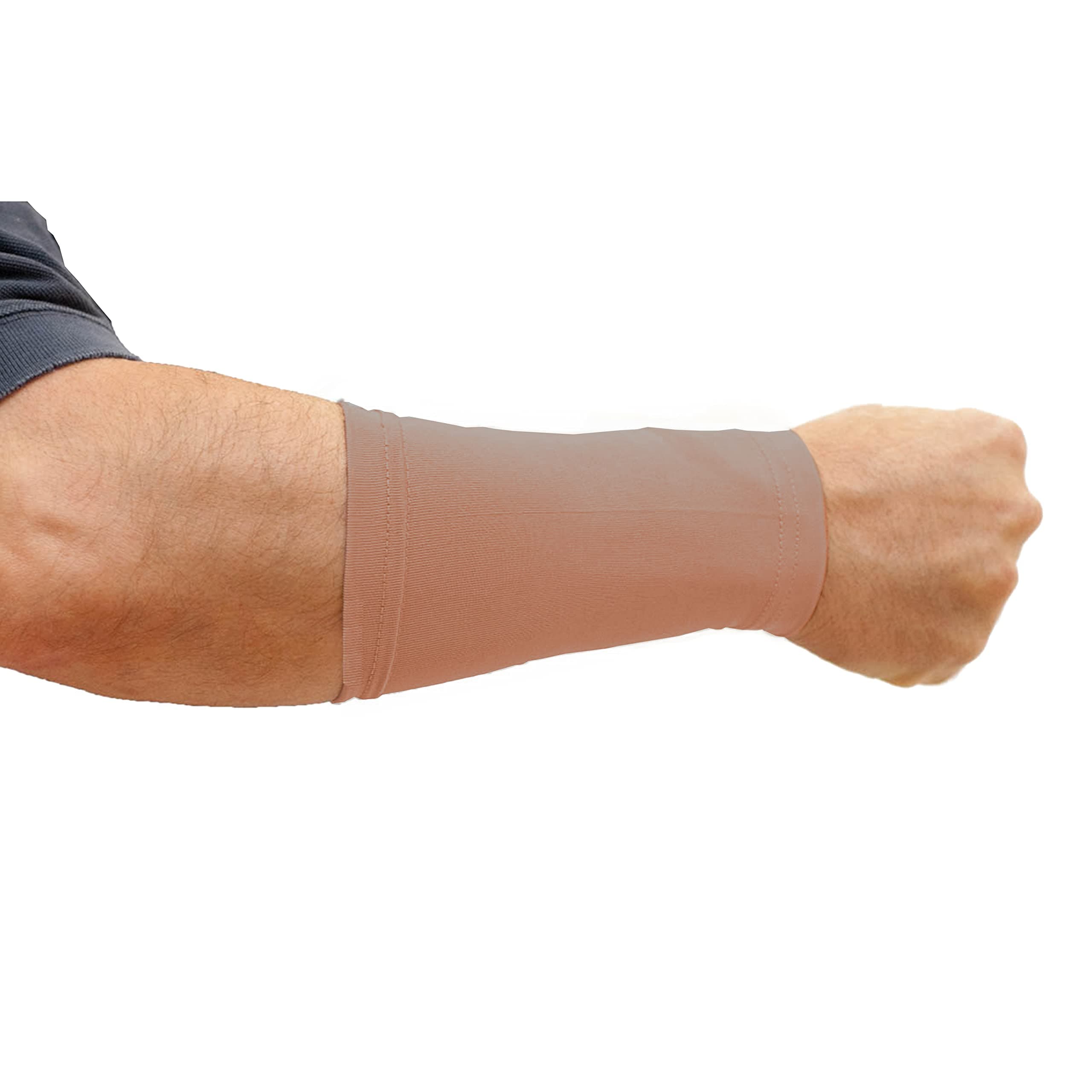 Tattoo Cover Up Concealer Sleeve, (2-PACK), Forearm or Ankle coverage, UPF 50 Protection, for Men & Women (Unisex), BROWN, ONE SIZE