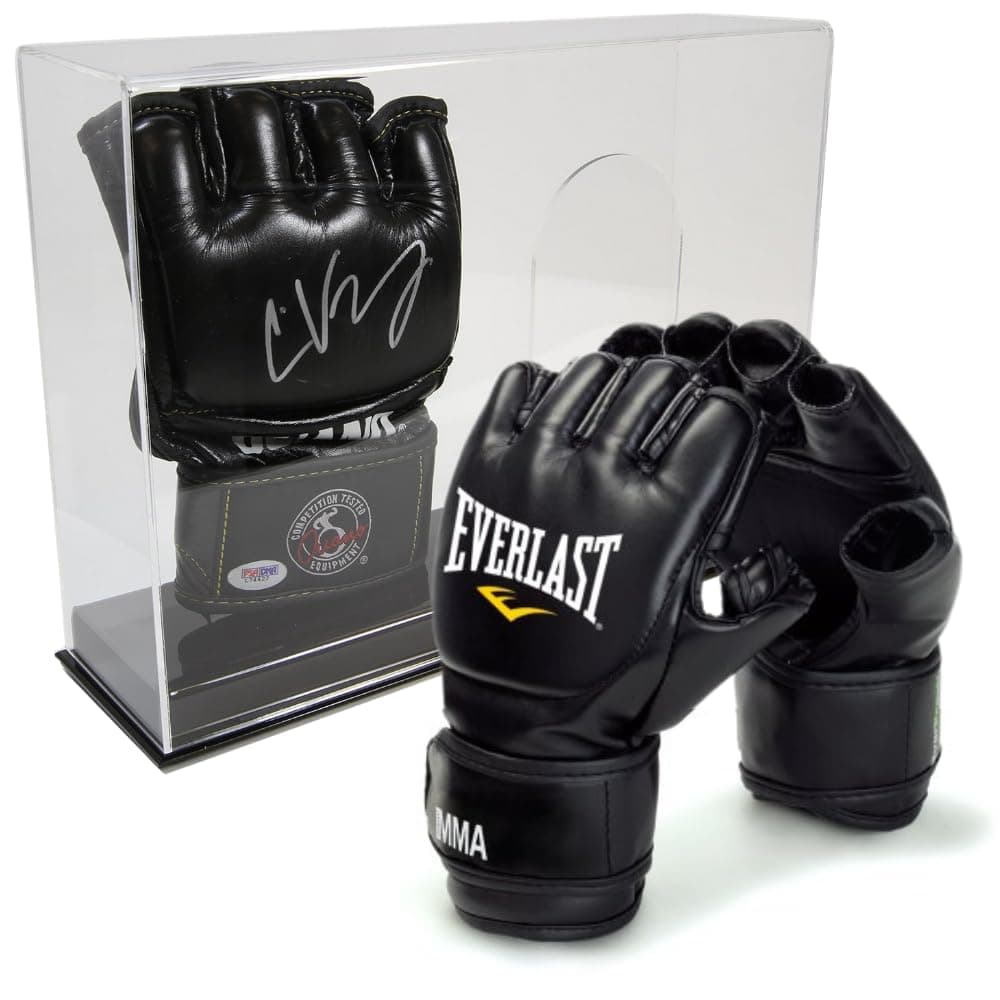 Deluxe Double MMA Glove Display Case | Fight Glove Display Case with Sturdy Base & Stand | Crystal Clear Acrylic UV Protection | Ideal for Football or Baseball Batting Gloves
